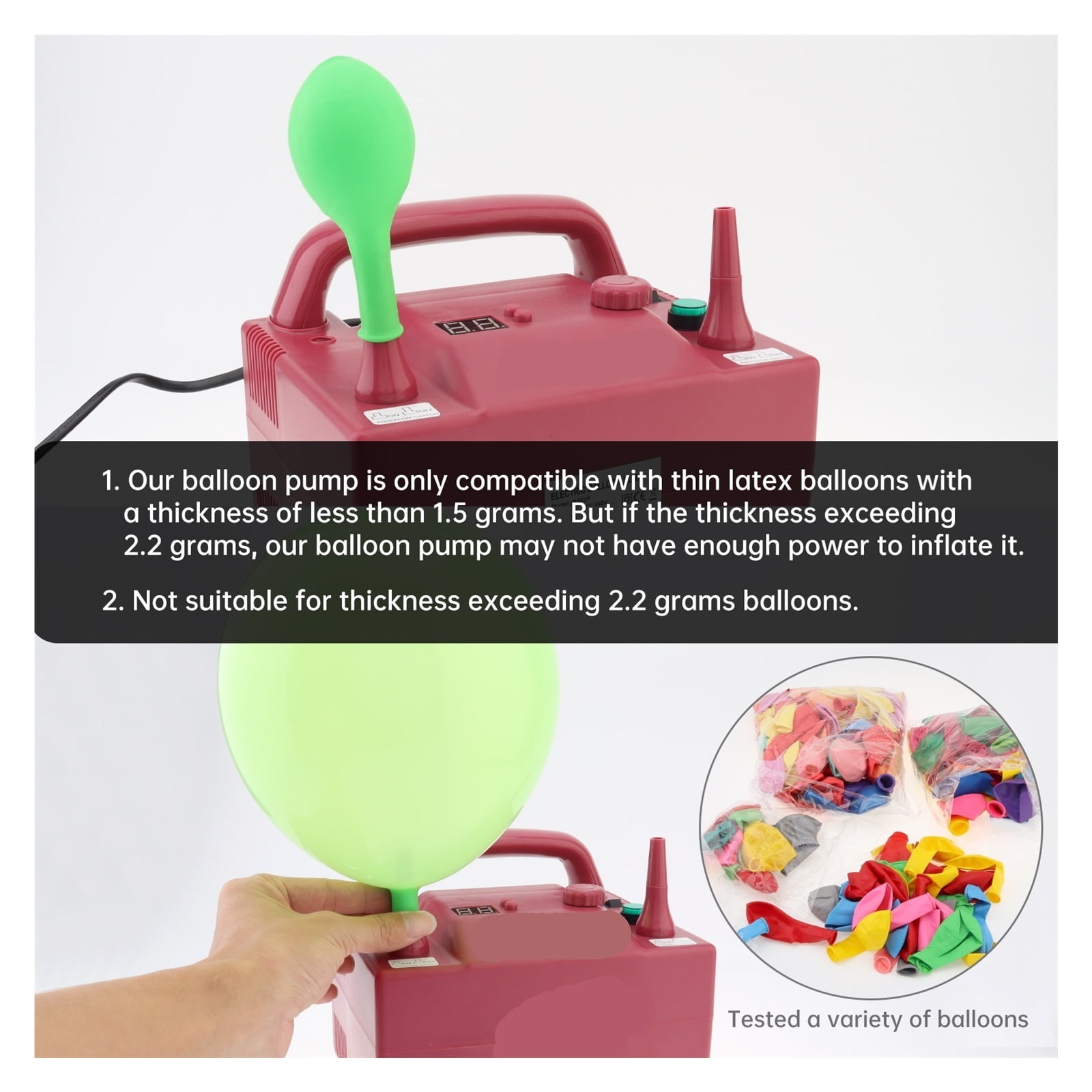 Momo Electric Balloon Pump with Dual Nozzles and Precision Timer (1 Unit) s3lbk
