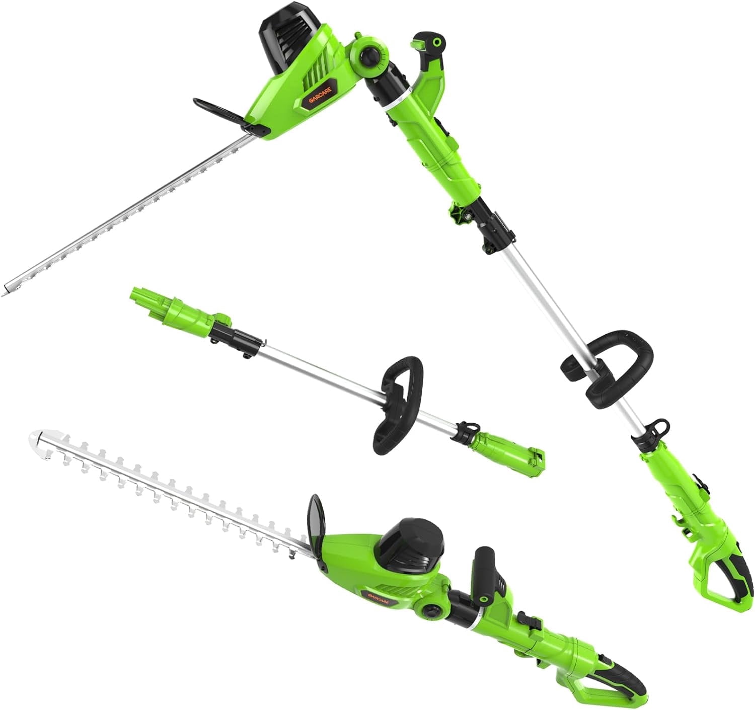 GarCare 2-in-1 Electric Pole Hedge Trimmer, Corded Garden Pruner with 18 in Dual-Action Blade (18 in) kwci5