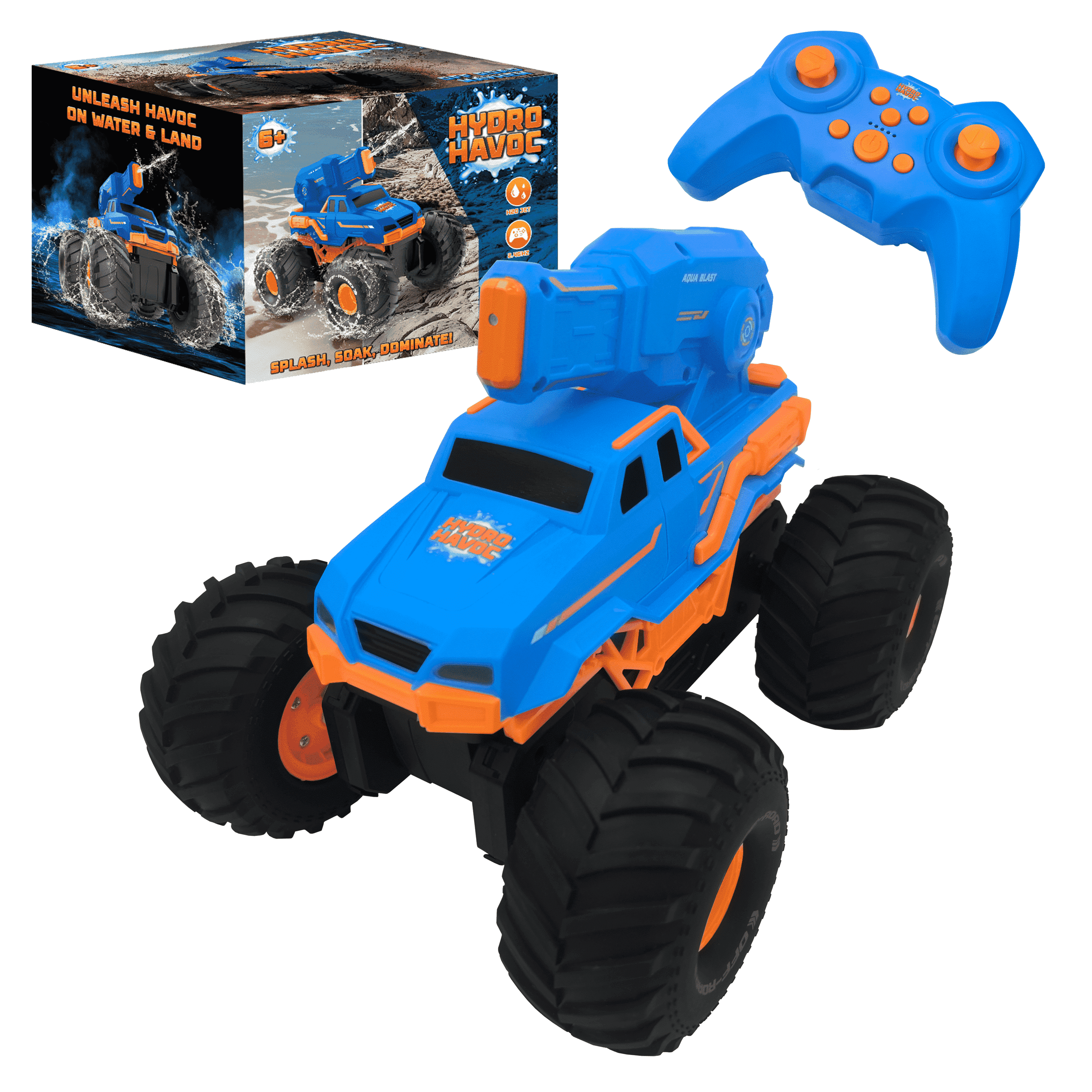 Force1 Hydro Havoc Amphibious Remote Control Monster Truck (Blue, 5.07 fl oz) 2vsis