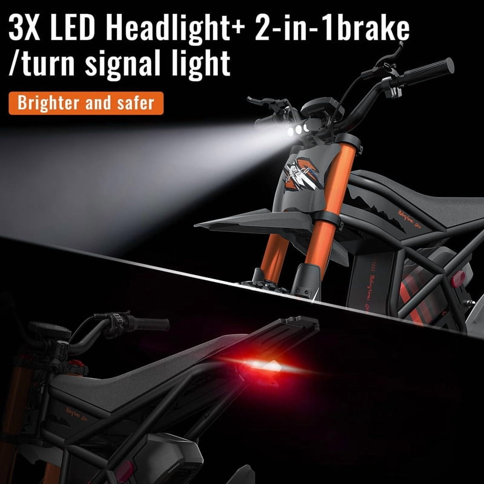 Riding'Times GT54 Electric Dirt Bike, 2000W Off-Road E-Bike with 27AH Battery, Dual Hydraulic Brakes (14 in / 12 in Tires) lyd0o