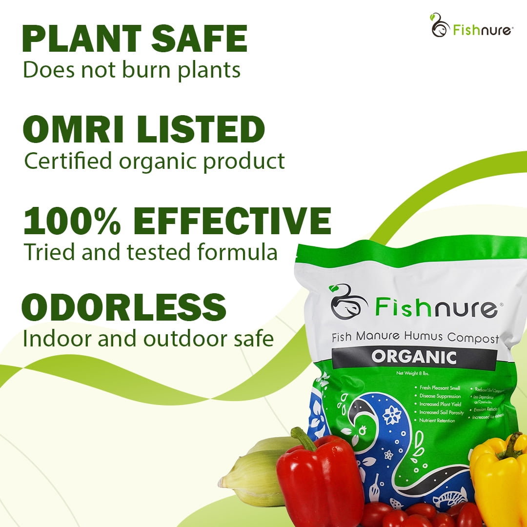 Fishnure Organic Compost Fertilizer for Indoor and Outdoor Plants (8 lb) px1yy