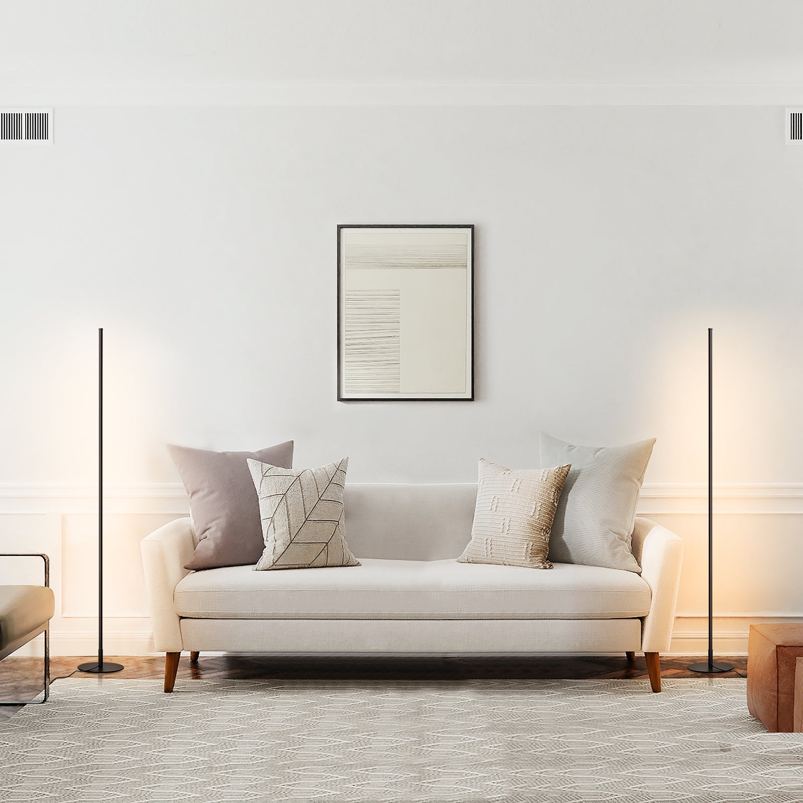 DEWENWILS LED Corner Floor Lamp Set of 2, Minimalist Dimmable Standing Mood Lighting for Living Room and Bedroom (Black, 57.5 in) 18j9d