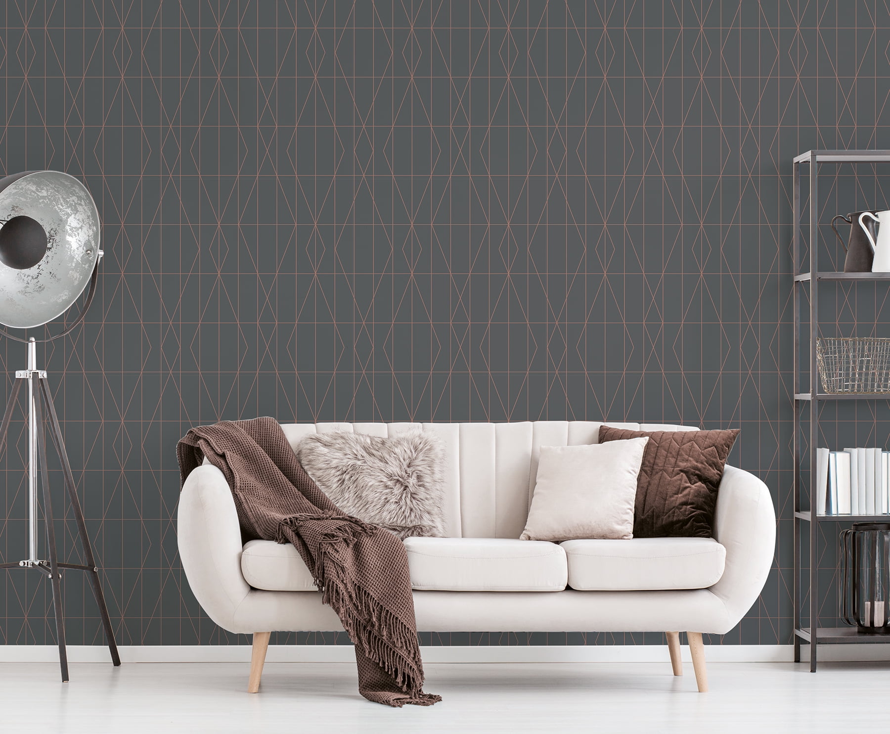 Brewster Home Fashions LeVeque Charcoal Deco Diamond Geometric Wallpaper (Non-Woven, 20.5-in x 33-ft) nlhdk