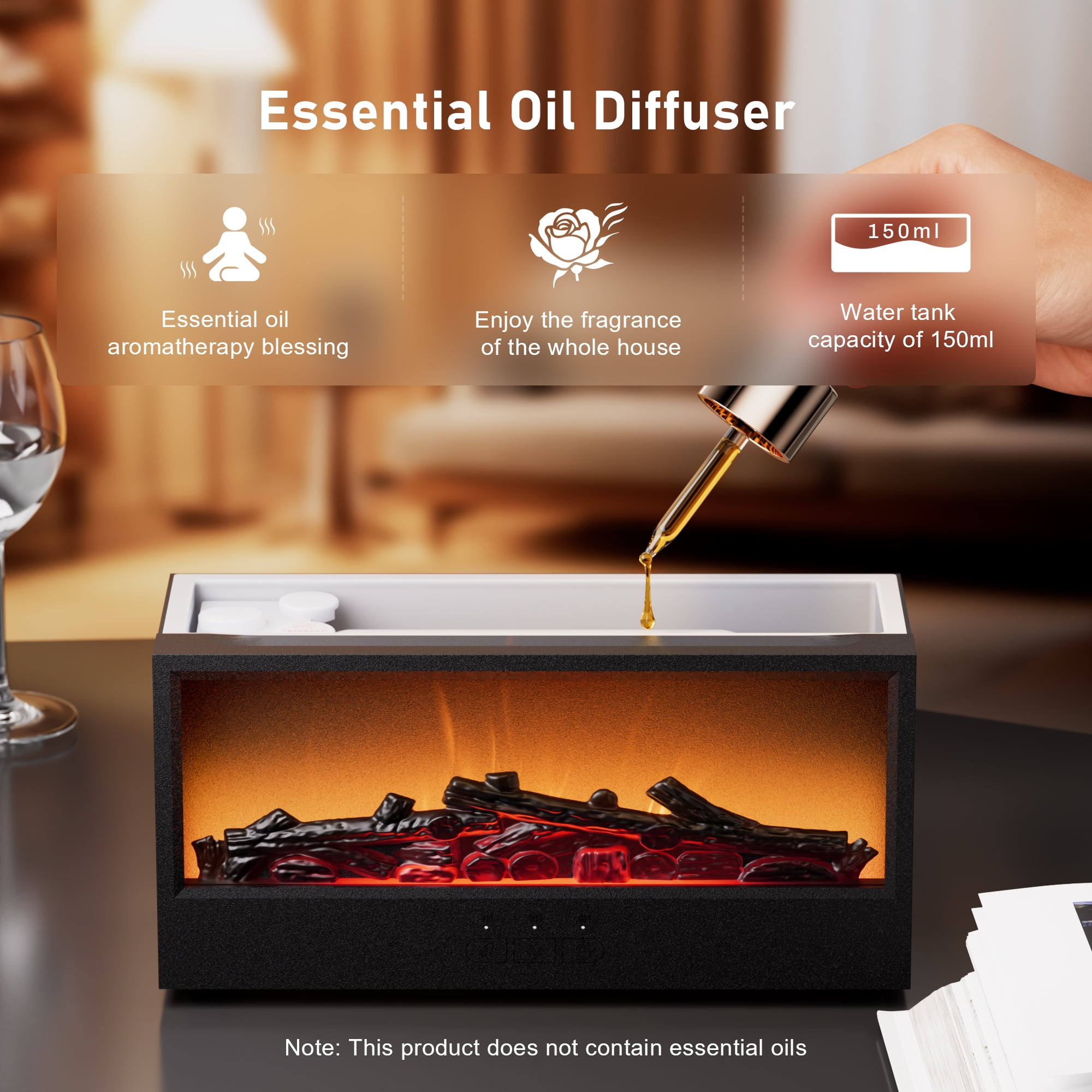 Imego Ultrasonic Aroma Humidifier and Essential Oil Diffuser with Remote Control (Black, 5.07 fl oz) oqv5o