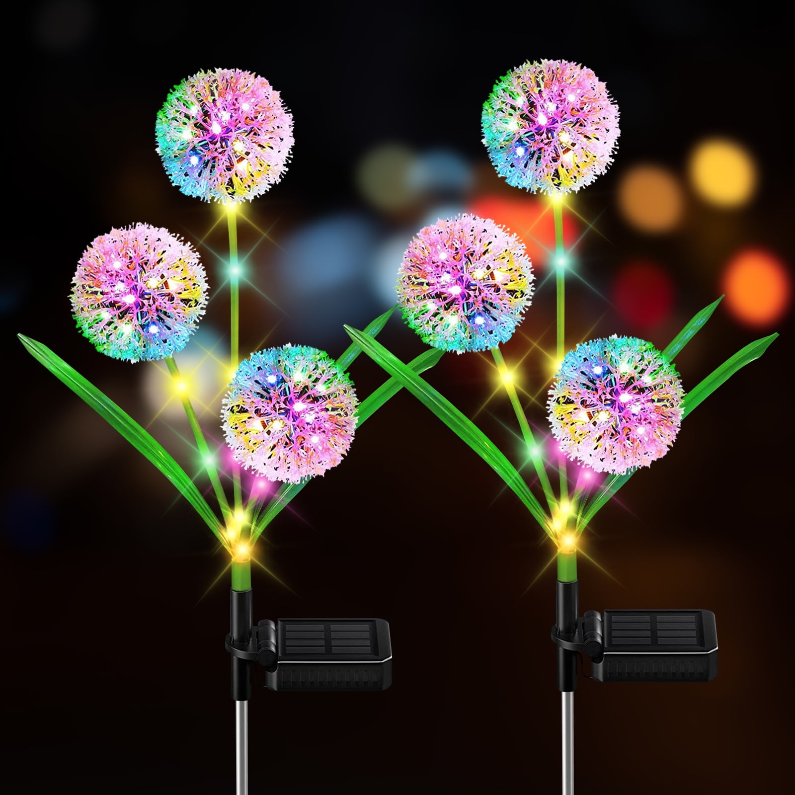Rirool Solar Dandelion Lights, 36 LED Colorful Outdoor Garden Decor, Weather-Resistant Pathway Lighting (Green, 2 Pack) 2kug8