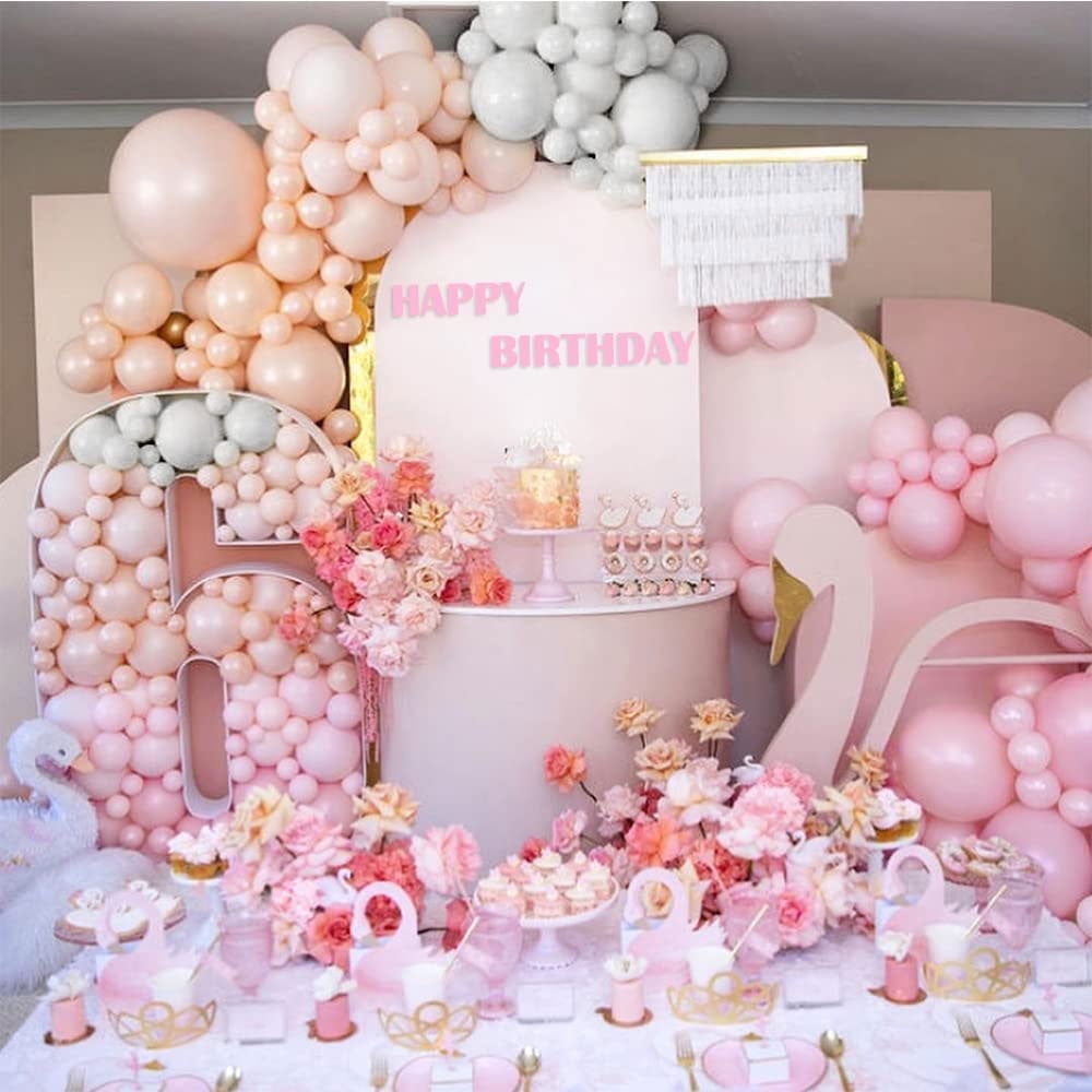MMTX 121pcs Peach Pink Balloon Garland Arch Kit for Birthday Wedding Party Decoration (Pink, 121 Pieces) w36jm
