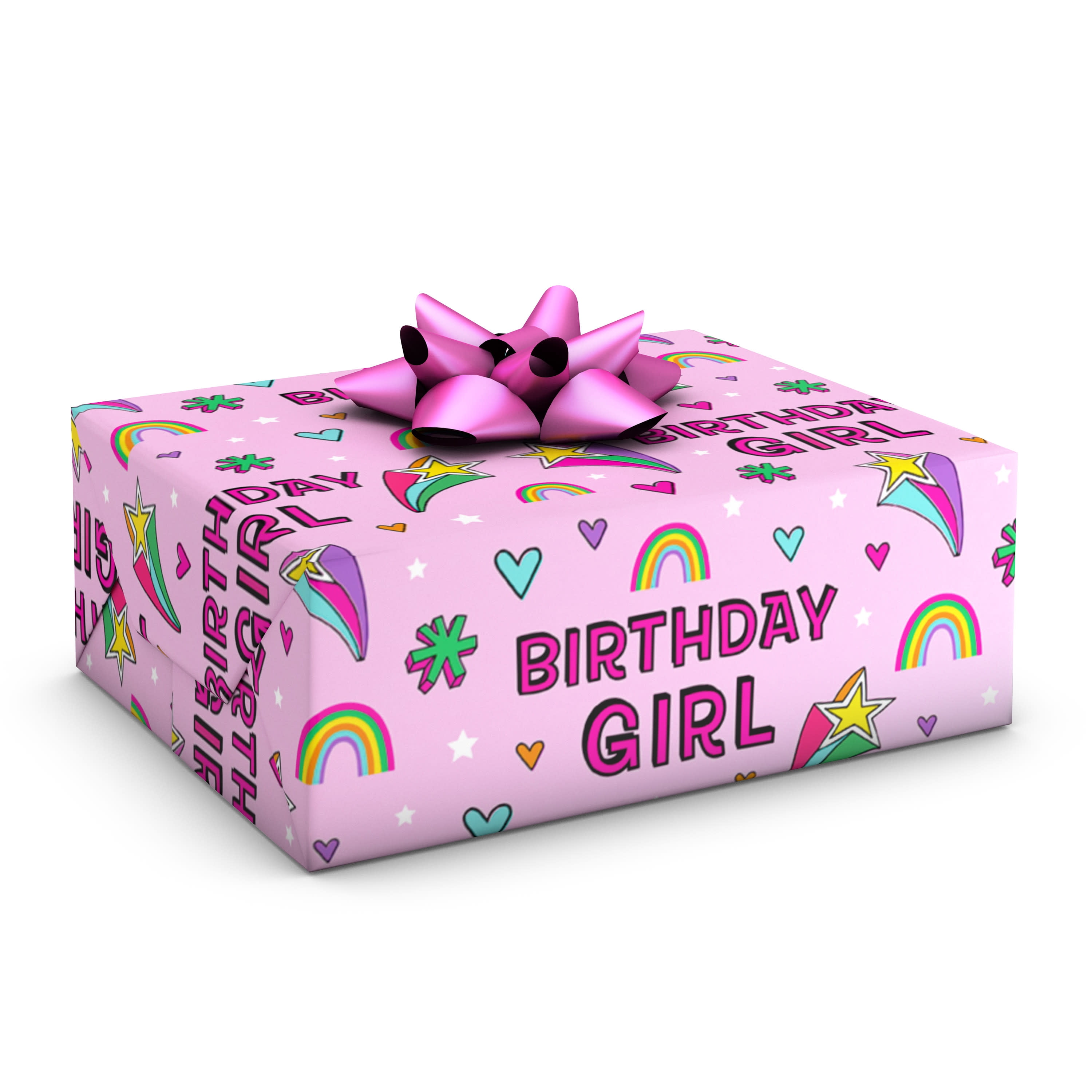 Hallmark Birthday Girl Gift Wrapping Paper (Pink, 35 sq. ft.) 3dzun