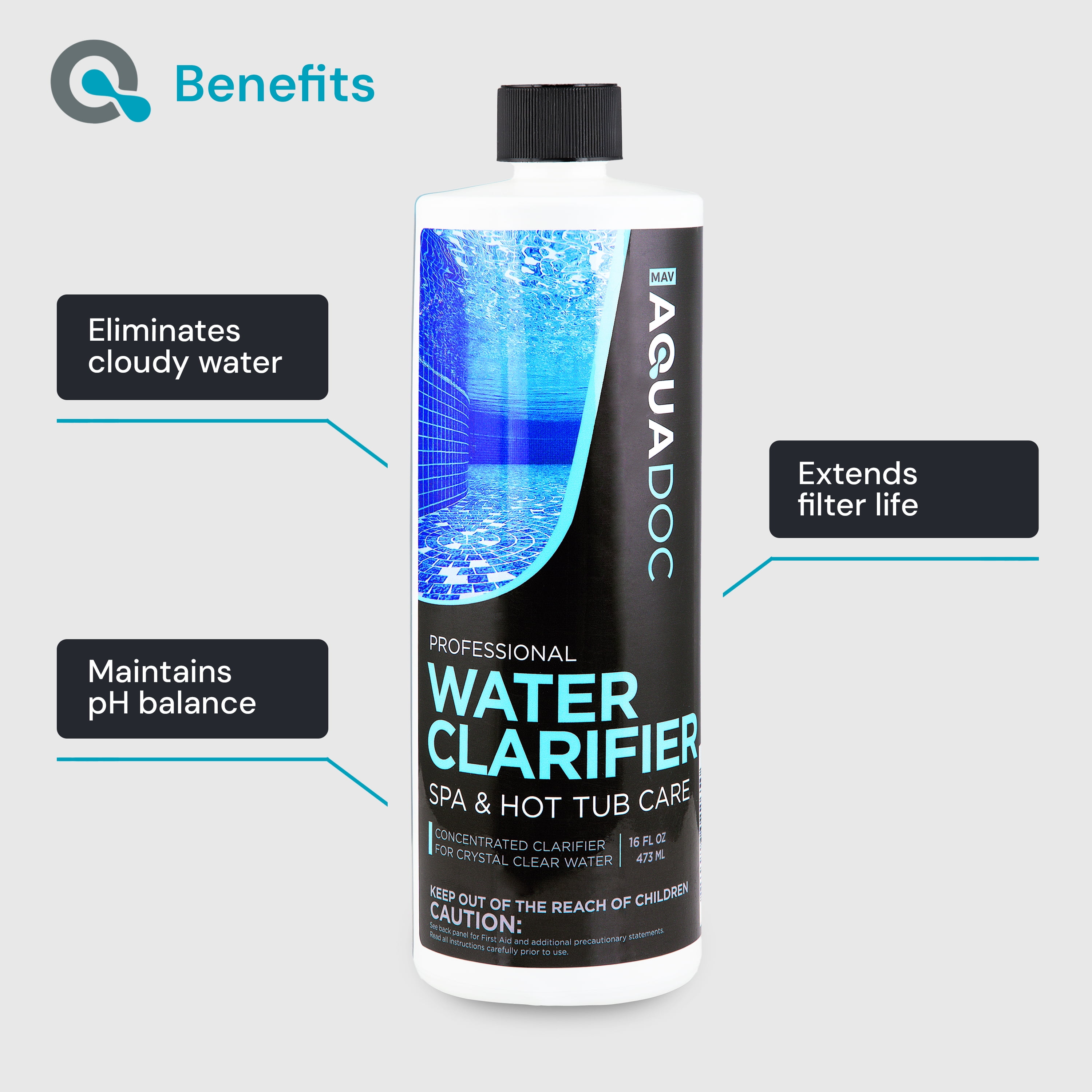 AquaDoc Spa and Hot Tub Water Clarifier for Cloudy Water Treatment (Clear, 16 oz) yjf8t