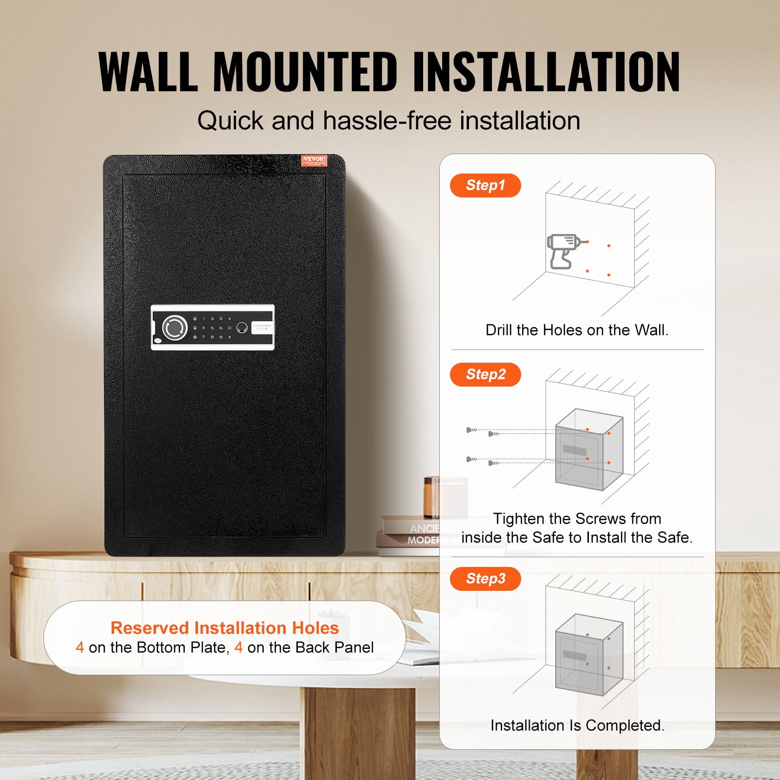 VEVOR Security Safe Box with Fingerprint Lock and Digital Keypad (4.0 cu.ft, Black) 40kwi
