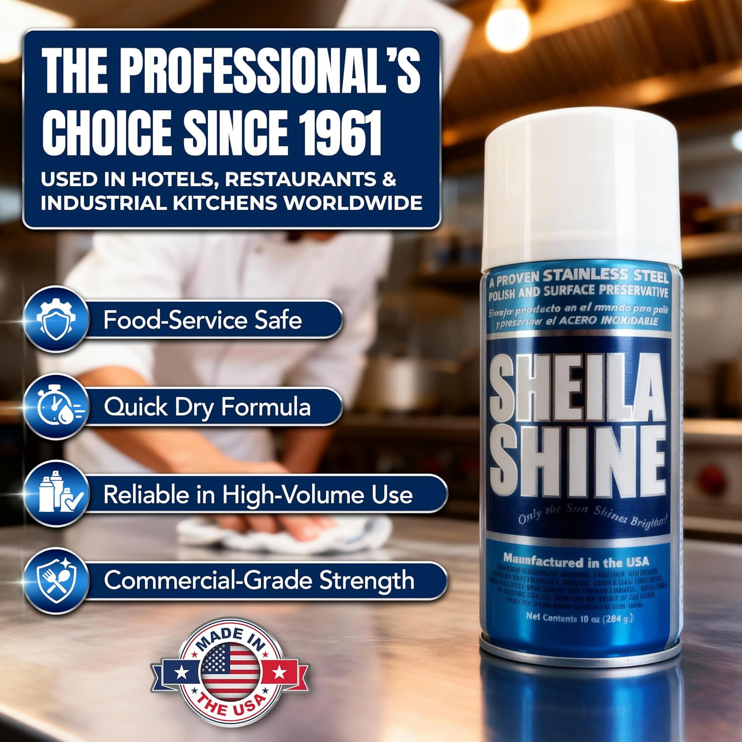 Sheila Shine Stainless Steel Cleaner and Polish, Streak-Free Protective Coating for Kitchen Appliances (10 oz) itlo4