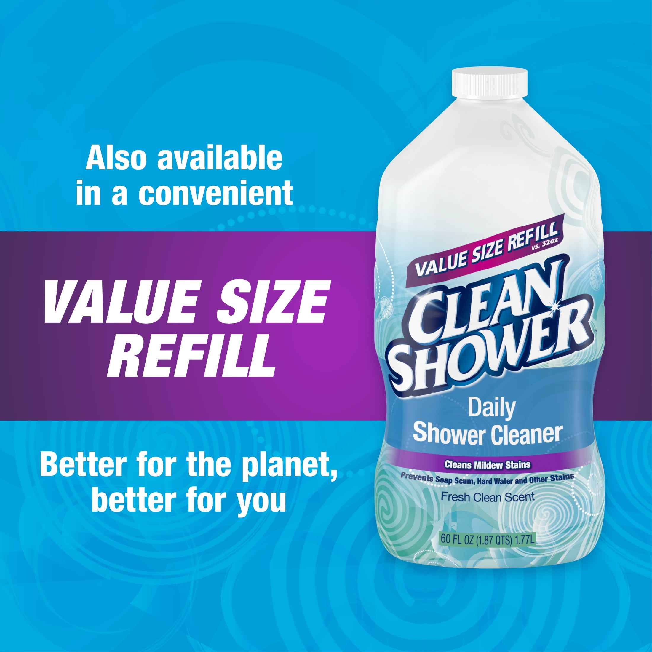 Clean Shower Daily Shower Cleaner, Non-Toxic Formula for Soap Scum and Hard Water Prevention (32 fl oz) lv8i0
