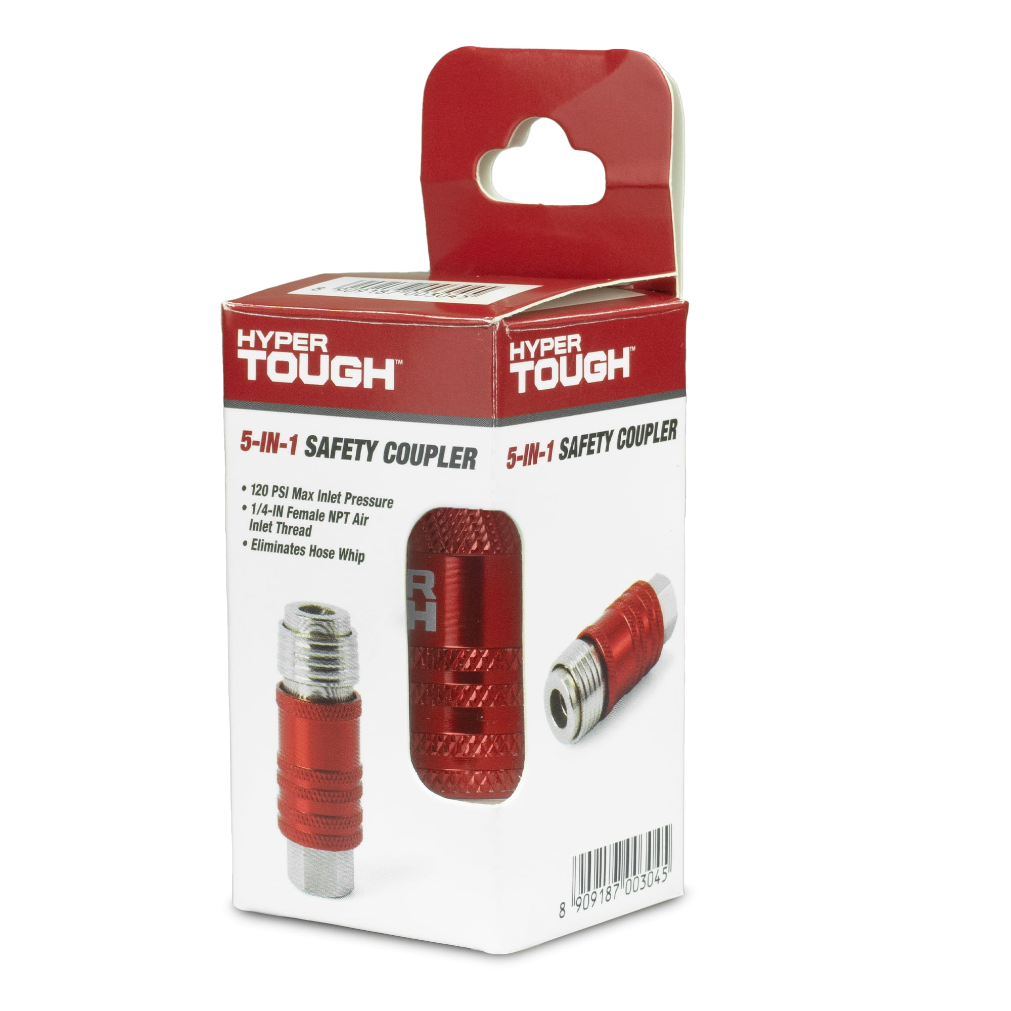 Hyper Tough 5-in-1 Air Compressor Coupler Heavy-Duty Automotive Tool Accessory (Red, 0.25 in) boch5