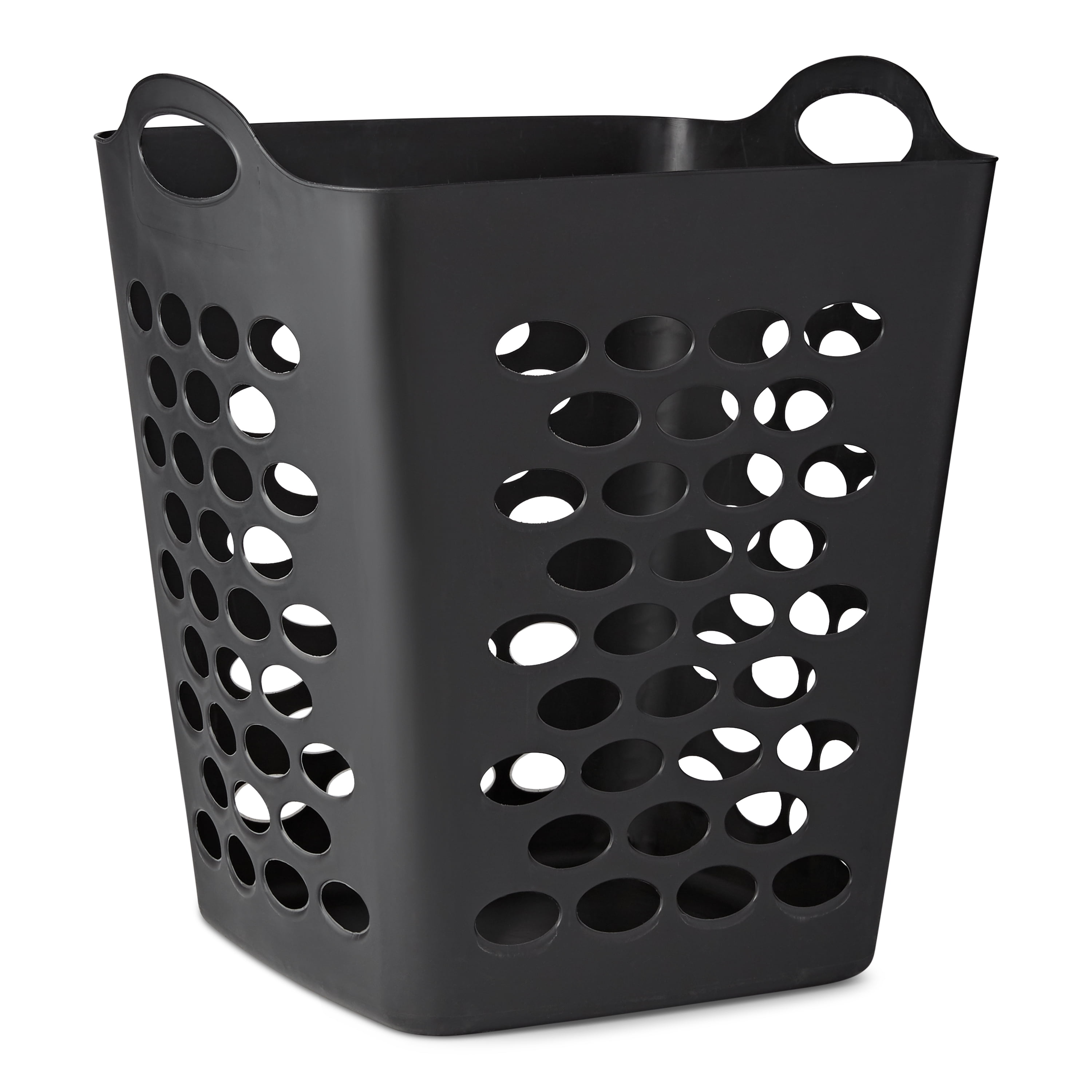Mainstays Flexible Square Laundry Hamper, Durable Ventilated Storage Bin (Black, 16.6 in x 16.6 in x 19.8 in) ab8qx