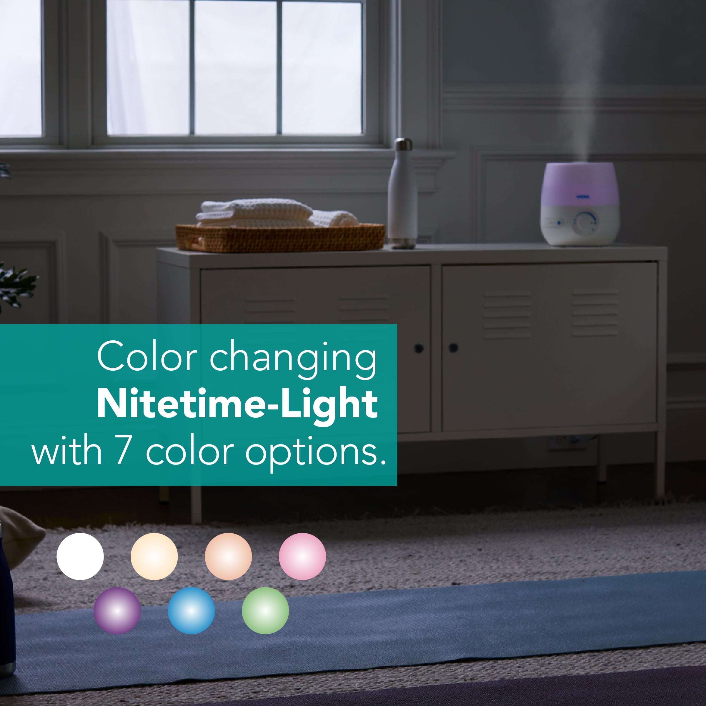 Vicks Ultrasonic Cool Mist Humidifier with Essential Oil Diffuser (White, 0.6 gal) hddgz