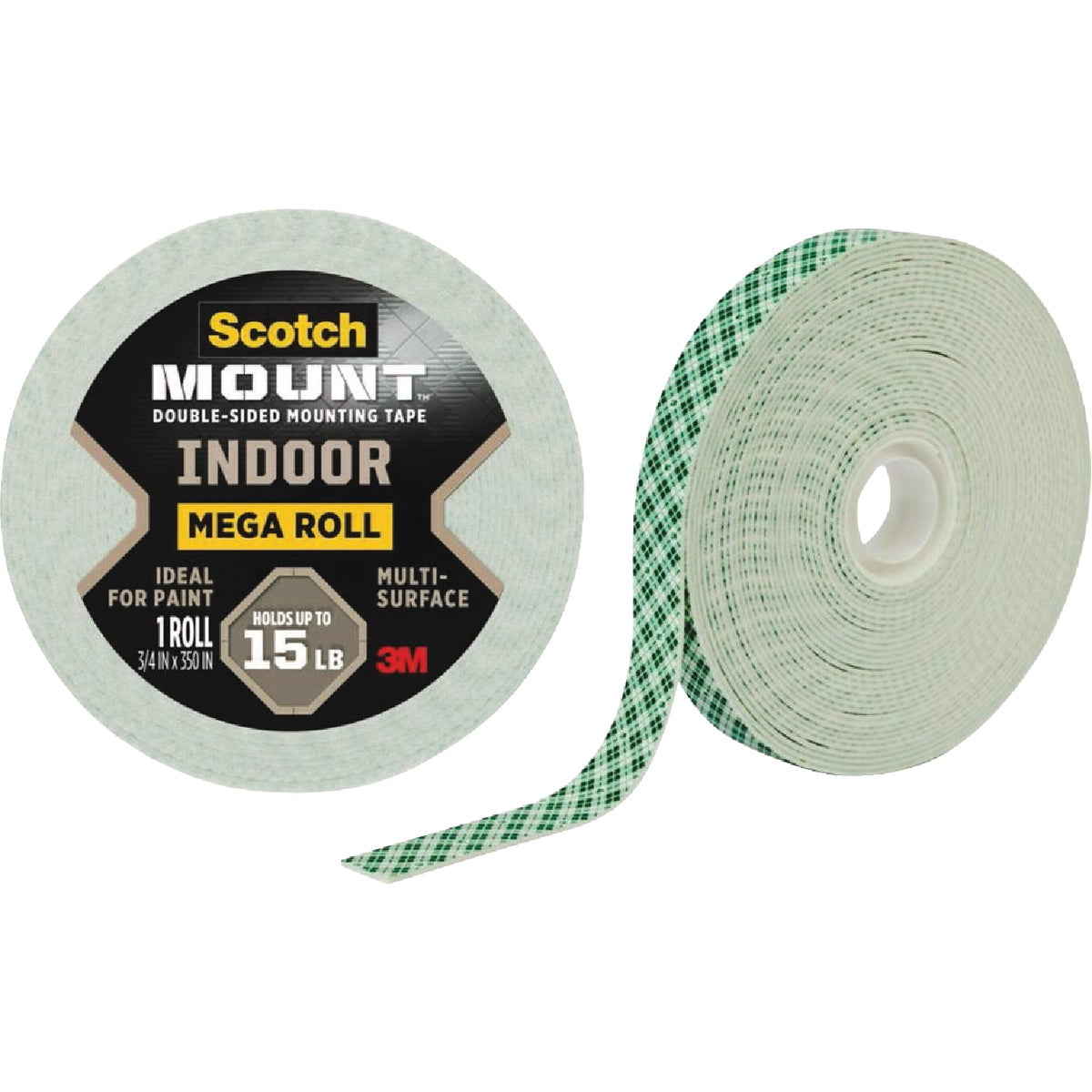 Scotch-Mount Indoor Double-Sided Mounting Tape, Industrial Strength Adhesive (White, 0.75 in x 350 in) e5b90