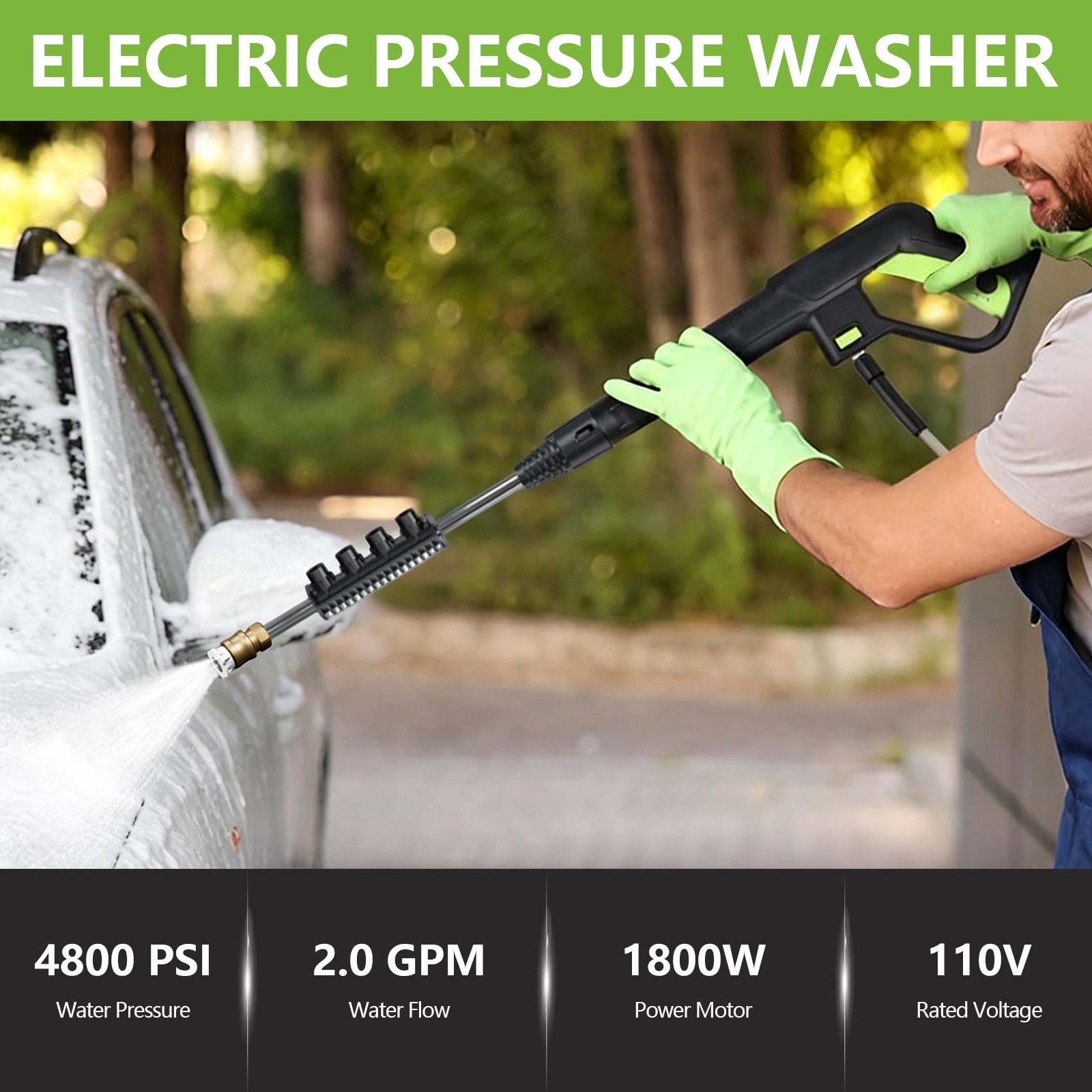 iFaveorr Electric Pressure Washer 4800 PSI 2.0 GPM High-Pressure Cleaner for Home and Car (15.22 fl oz Foam Cannon) 2don8