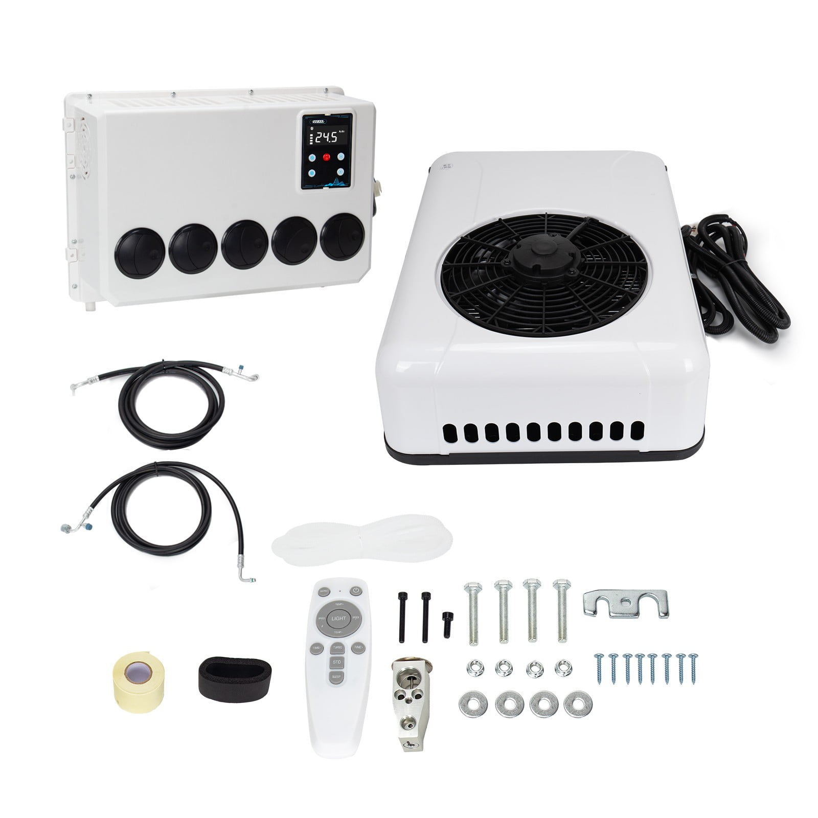 Onesaimei 12V Split Air Conditioner Kit for RV Truck and Cab (White, 12000 BTU) r7bxu