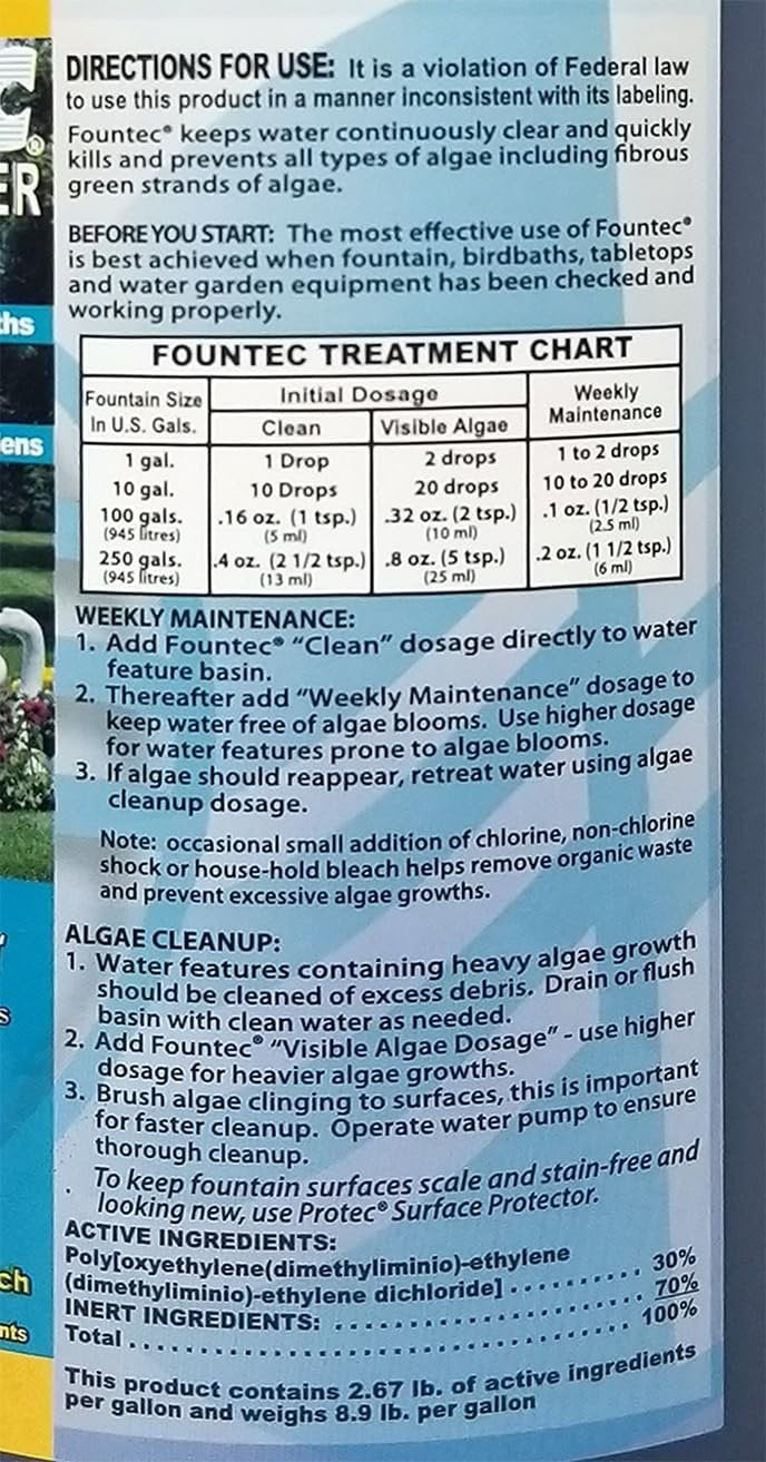 EasyCare FounTec Algaecide and Clarifier for Fountains and Water Features (Clear, 64 oz) z8j2q