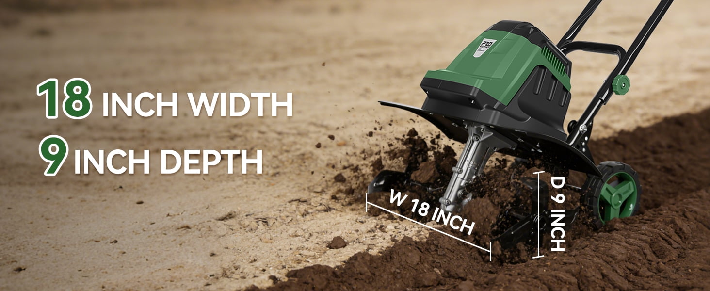 Prostormer 18 inch Electric Garden Tiller, 15 Amp Cultivator with 24 Steel Tines, 8.7 inch Tilling Depth, Adjustable Wheels and Foldable Handle ztou8