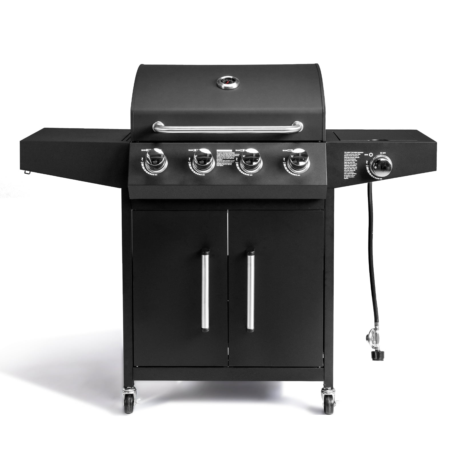 GoDecor 4-Burner Propane Gas Grill with Side Burner for Outdoor Cooking (Black, 53 in x 24.8 in x 44.5 in) wrhkj