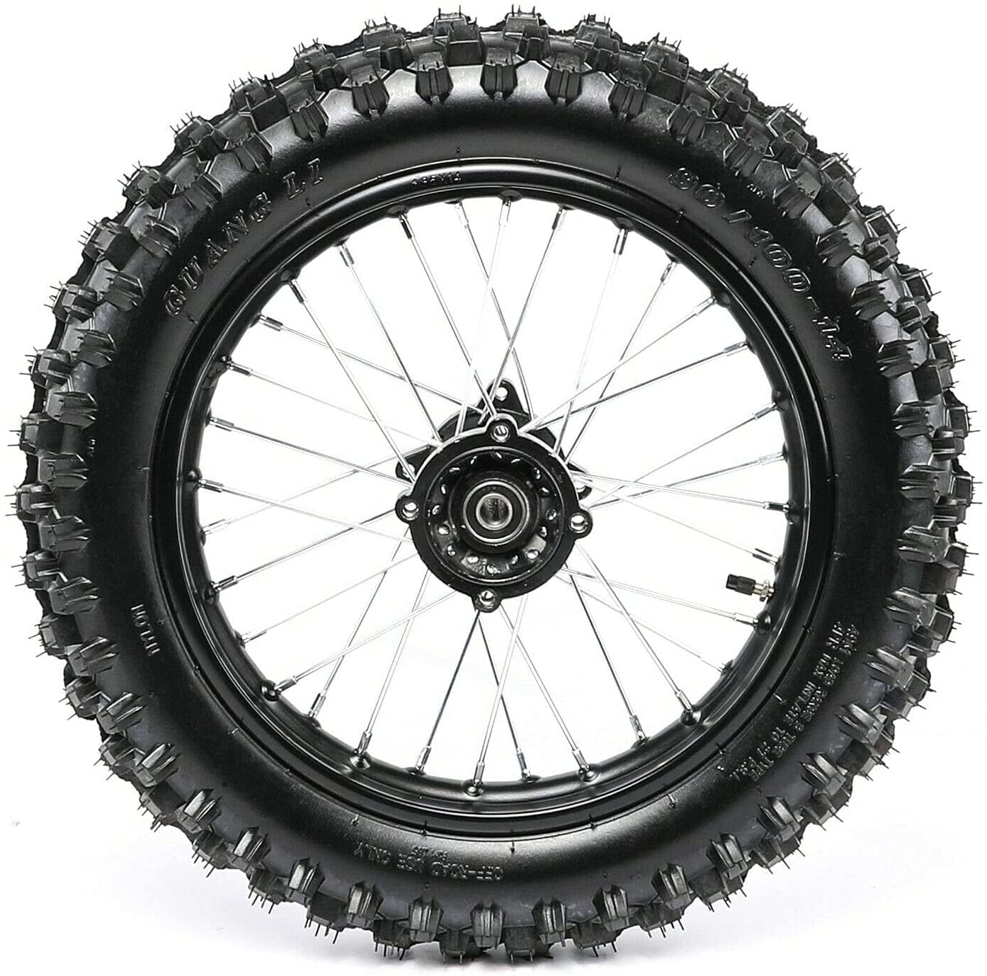 Anqidi 14 in Rear Wheel Assembly with 90/100-14 Tire and 15mm Bearing for Pit Bike Dirt Bike (Black, 14 in) ozoko