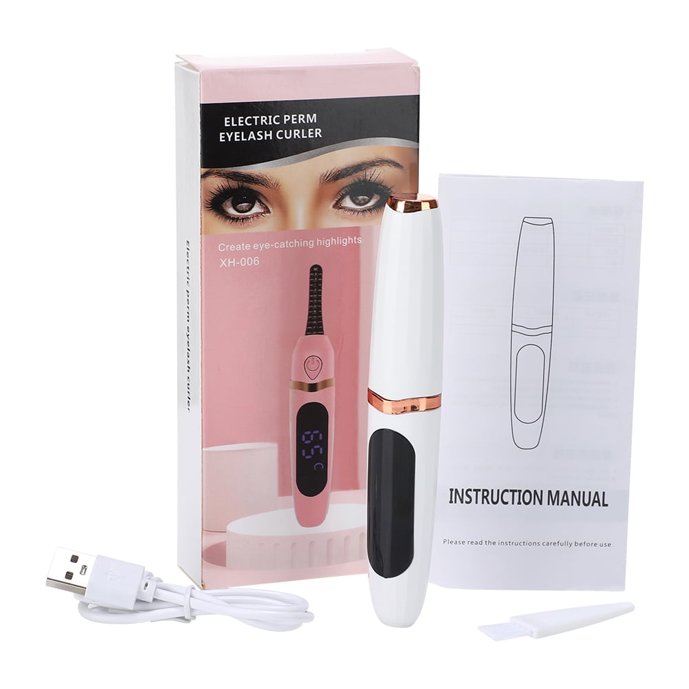 AITREE Electric Heated Eyelash Curler Rechargeable Professional Lash Lifting Tool with LED Display (White, 1 Count) n7nwl