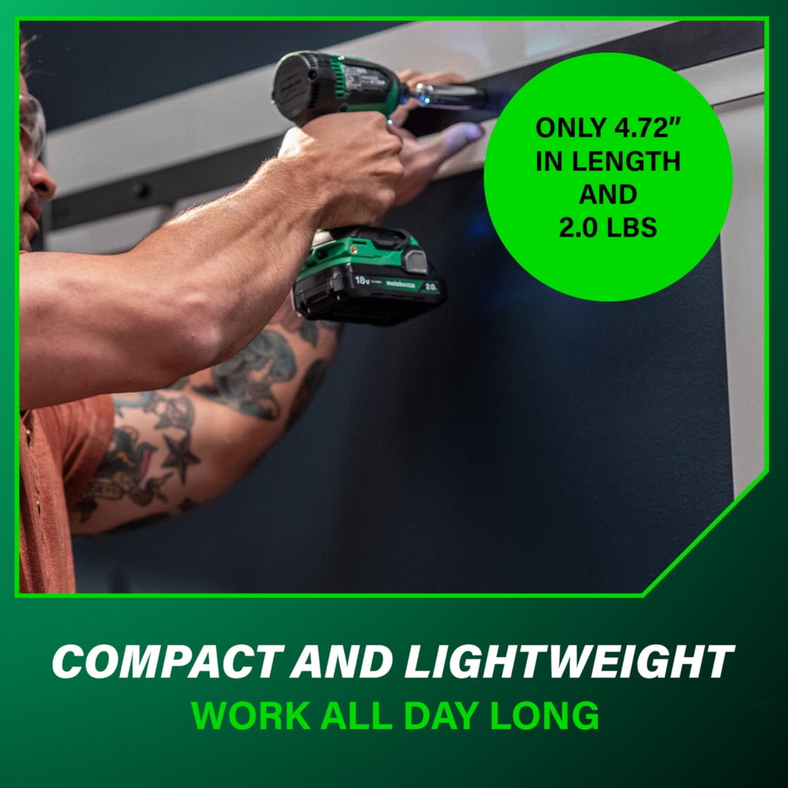 Metabo HPT 18V Cordless Impact Driver Kit, Brushless Motor, Variable Speed (Green, 1/4-In Chuck) bpxpi