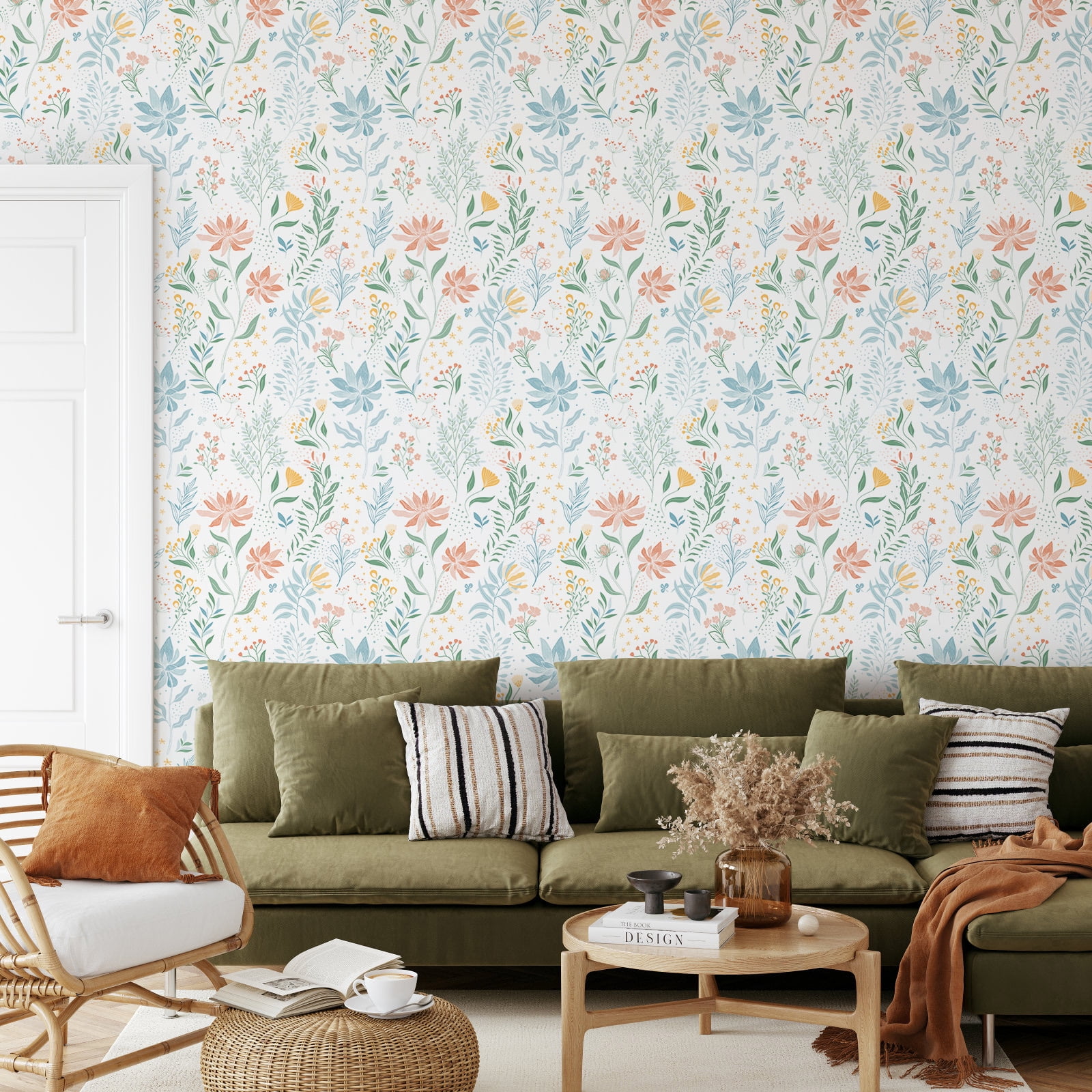 DAZLUTE Peel and Stick Floral Wallpaper, Removable Adhesive Contact Paper for Walls and Furniture (White, 17.72 in x 394 in) 2uguf