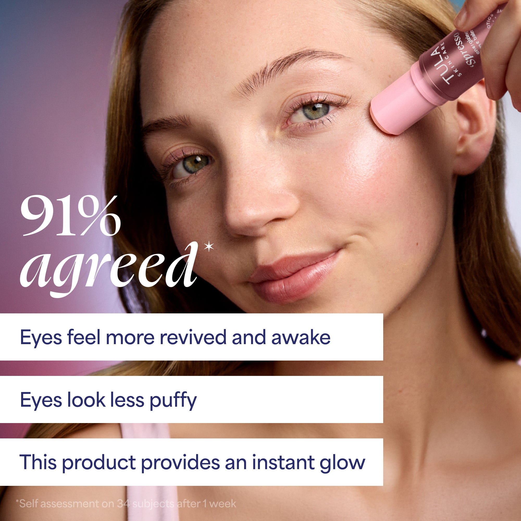 TULA Skin Care Spresso Energizing Eye Balm, Cooling Under Eye Treatment (Pink Rose, 0.35 oz) p6xzu