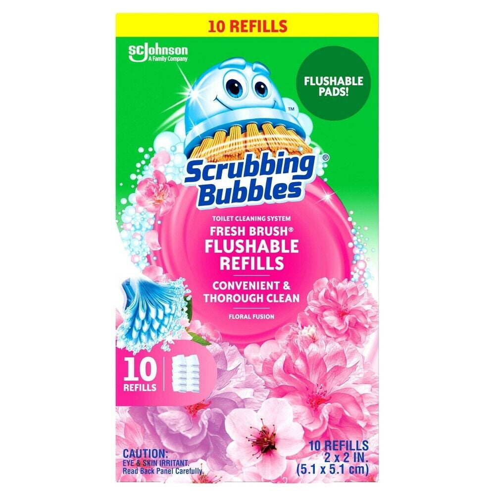 Scrubbing Bubbles Fresh Brush Flushable Toilet Bowl Cleaner Refills (Floral Fusion, 10 ct) 072o7