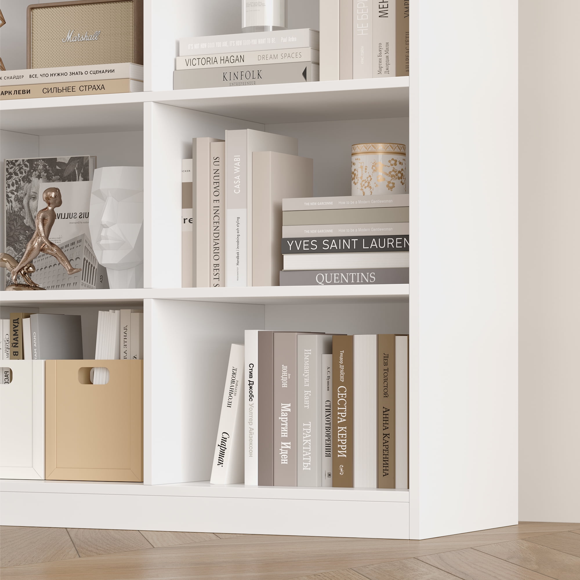 Hiphuta 21-Cube Bookcase, Tall Wooden Bookshelf for Home Office and Living Room (White, 86 in) rbqh6
