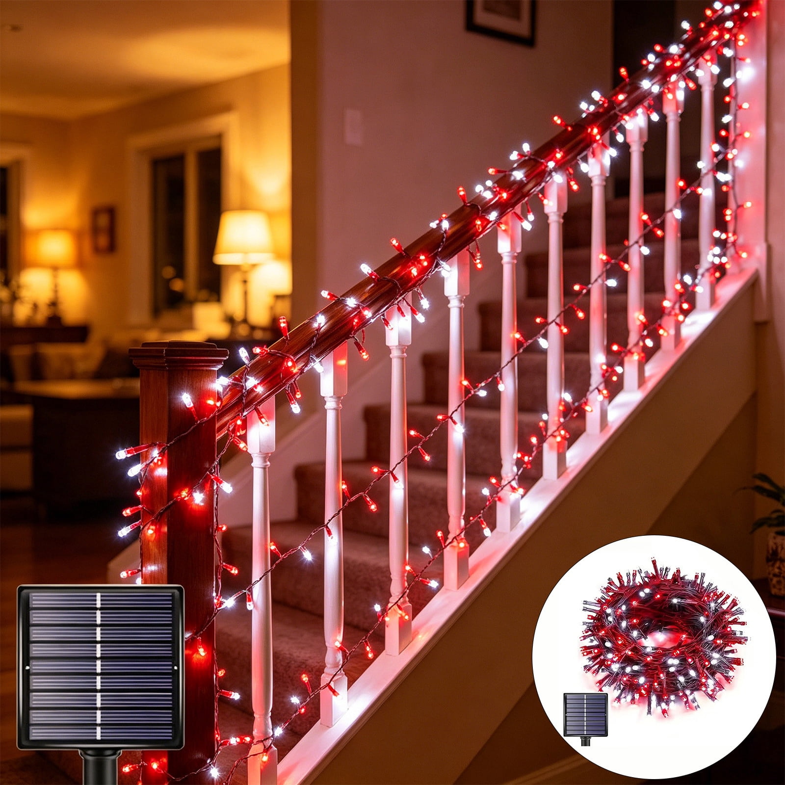 LNOGEUPG Solar LED String Lights Outdoor Waterproof Decorative Lighting (Red, 21.3 ft) 3wmu7
