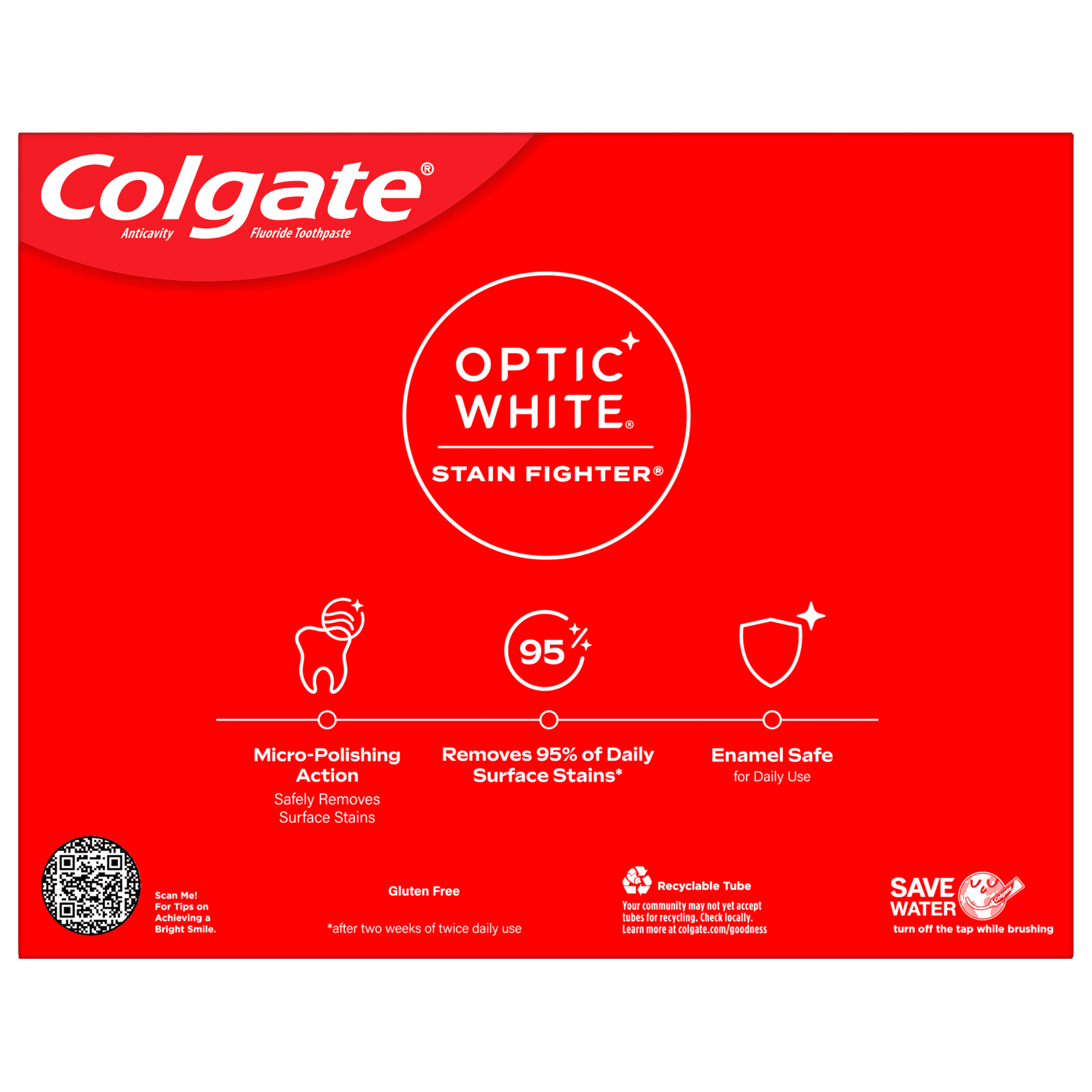 Colgate Optic White Stain Fighter Whitening Toothpaste, Clean Mint (White, 3 Pack of 6 oz) rmawf