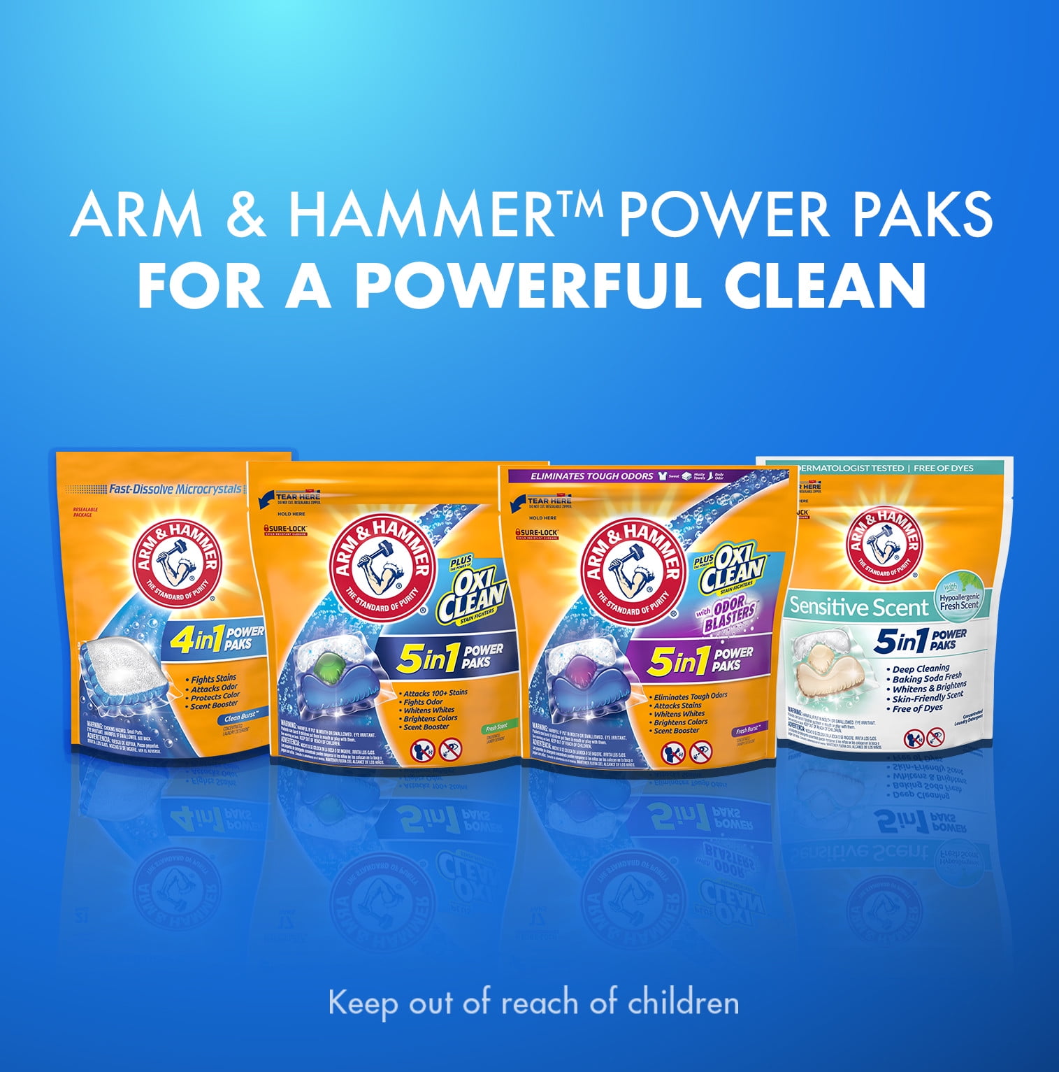 ARM & HAMMER OxiClean 5-in-1 Laundry Detergent Power Paks (Fresh Scent, 40 Count) md7wg