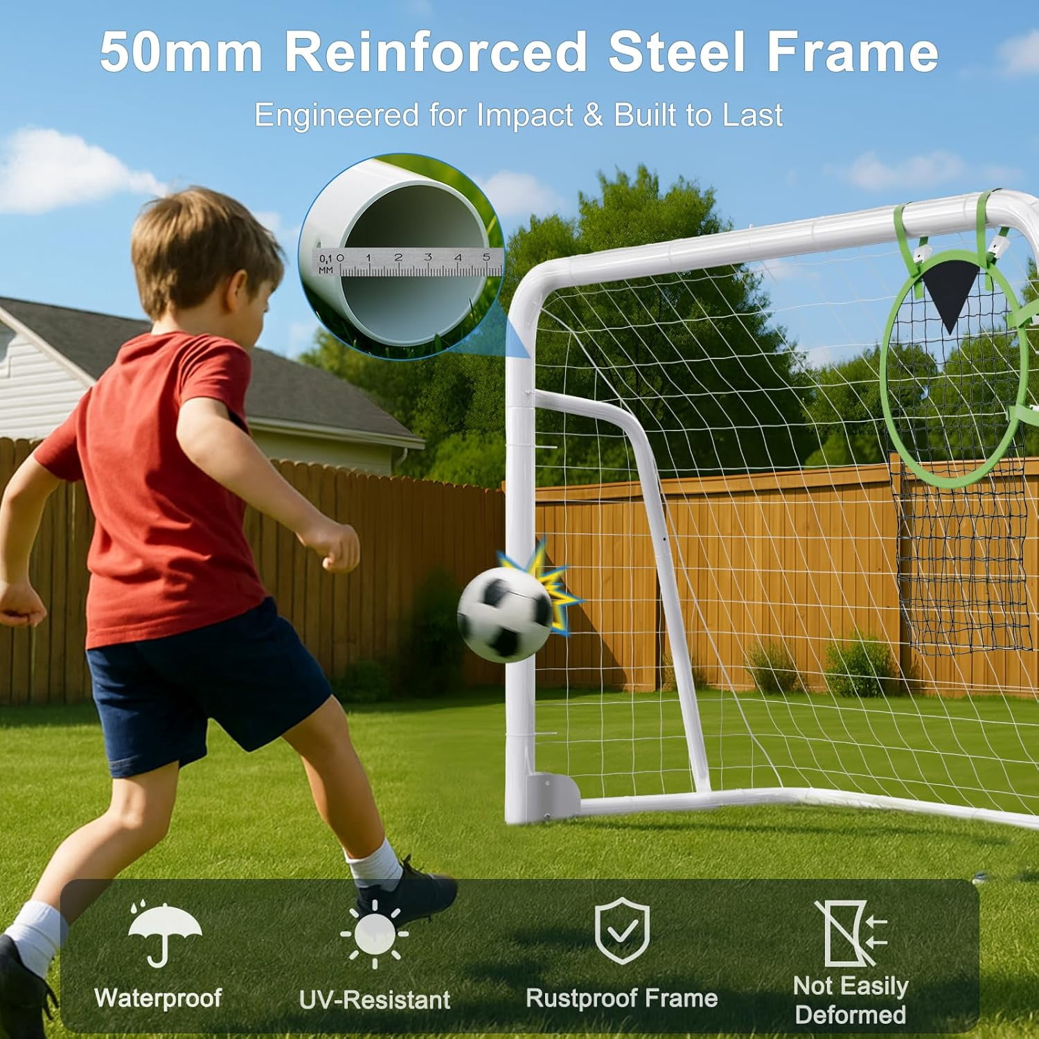 Slsy Foldable Soccer Goal for Backyard Training (Silver, 12x6 ft) p0sm4