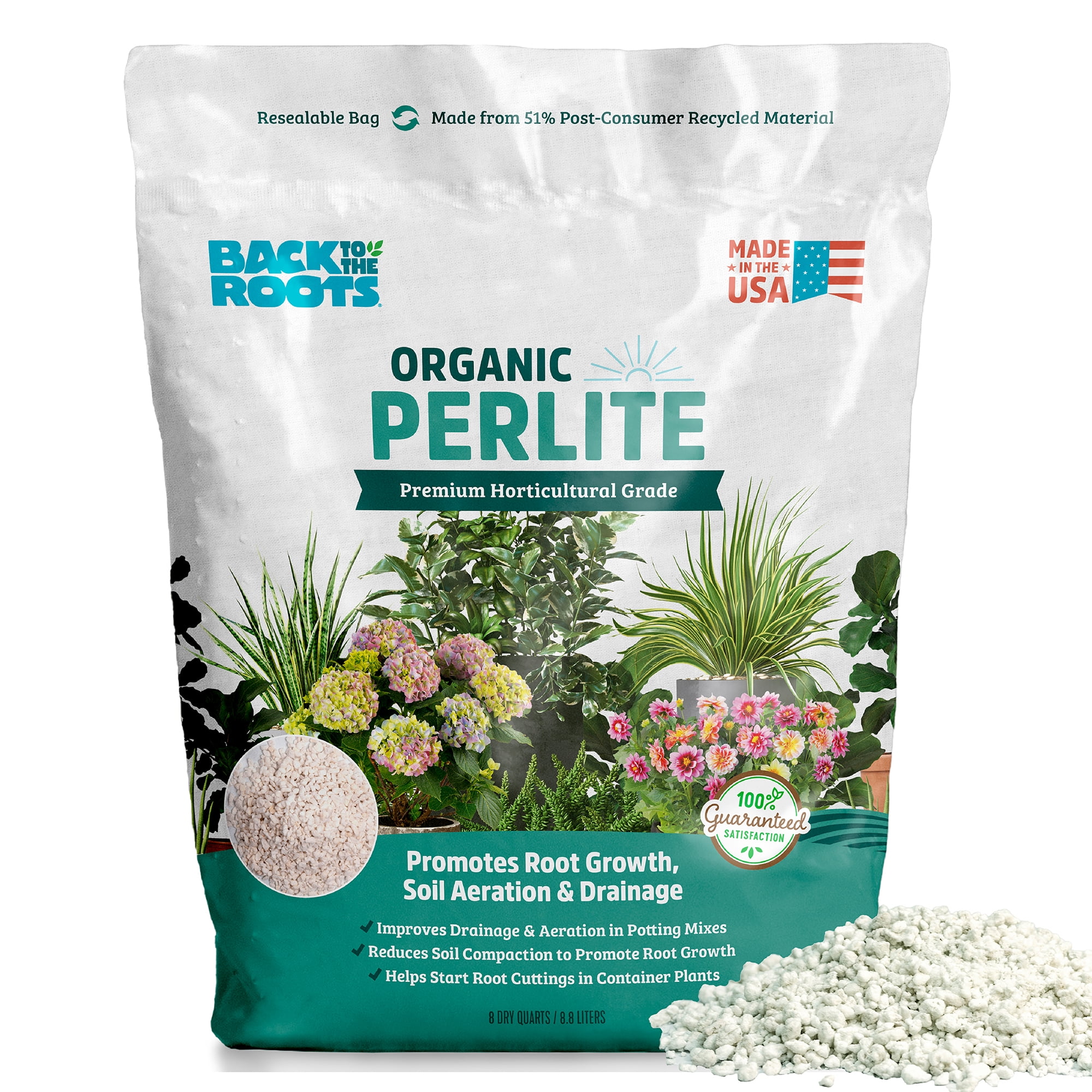 Back to the Roots Organic Perlite for Garden Soil, Soil Aeration and Drainage Amendment (8 qt) zootn