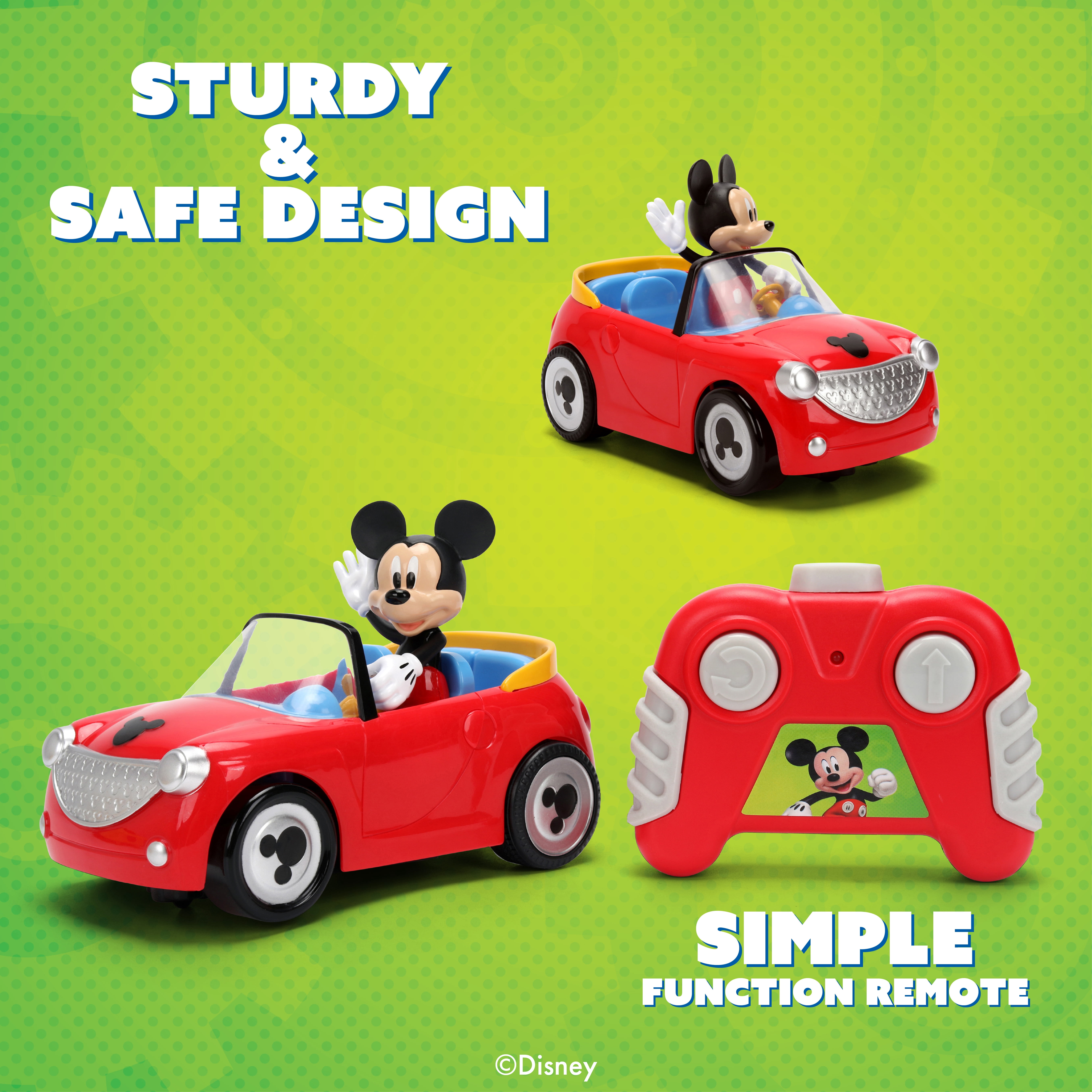 Disney Mickey Mouse Roadster RC Car Remote Control Vehicle (Red, 5.5 in) 2dgst