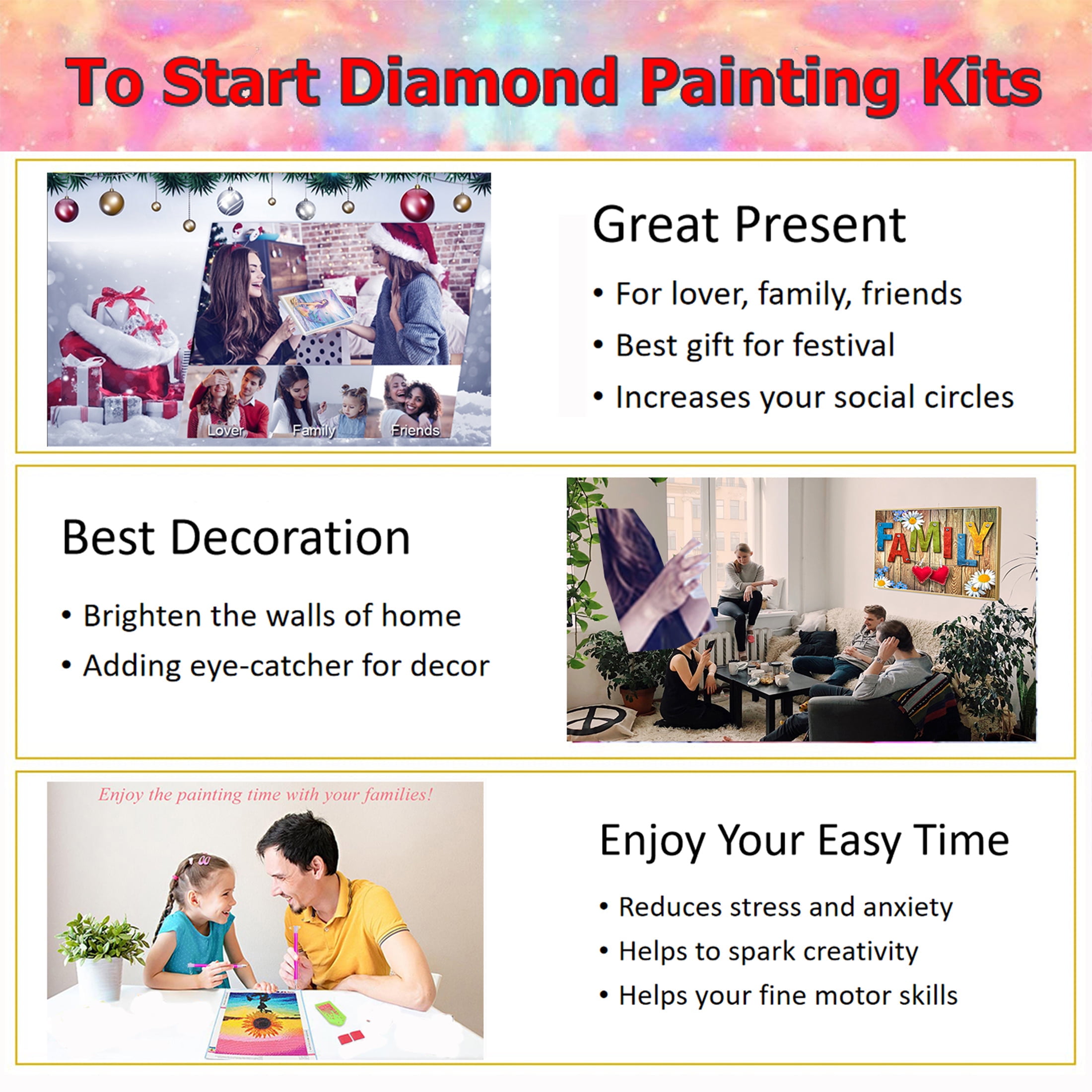 YALKIN Full Square Diamond Painting Kit for Adults (31.5 in x 11.8 in) h9fgi