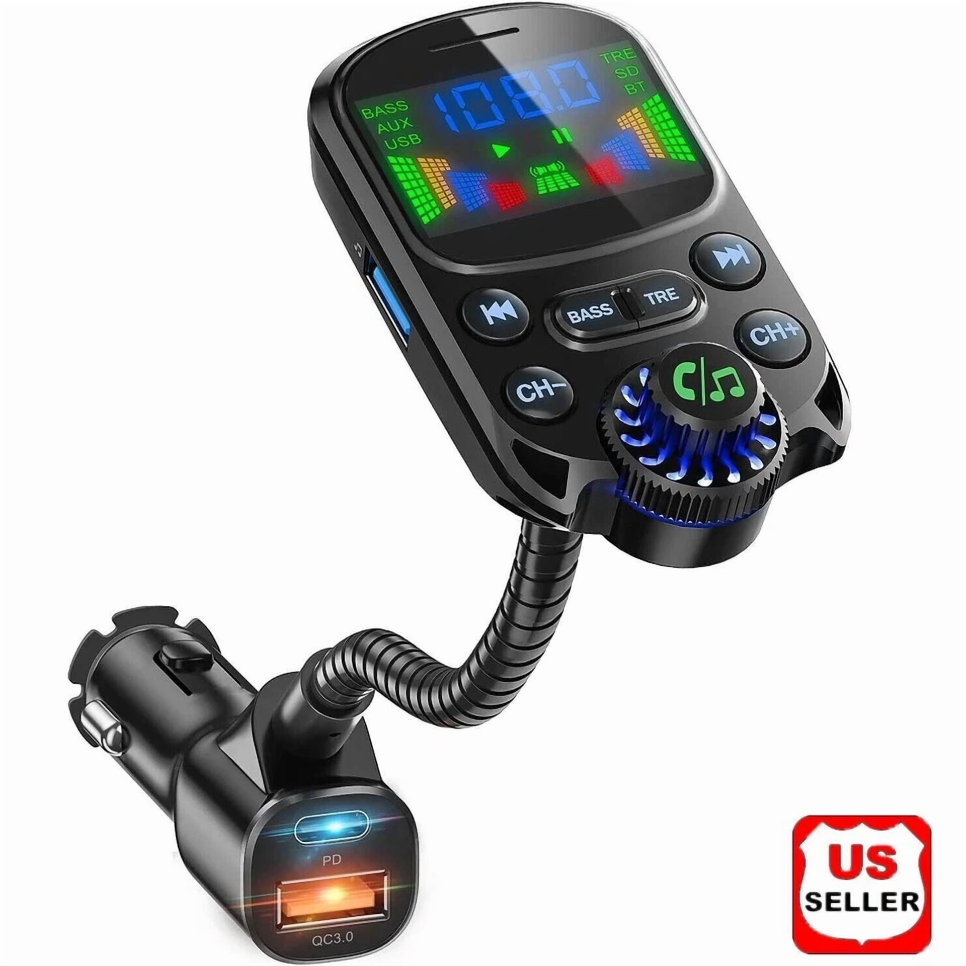 Rhea Car Bluetooth FM Transmitter Wireless MP3 Player with PD USB Fast Charger Adapter (Black, 1 Pack) y1gxn