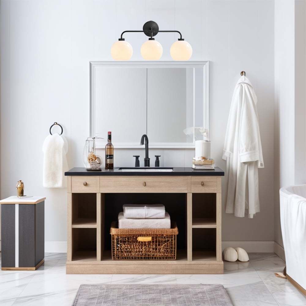 Modern Lighting Triple Globe Bathroom Vanity Sconce (Matte Black, 22 in) yalen