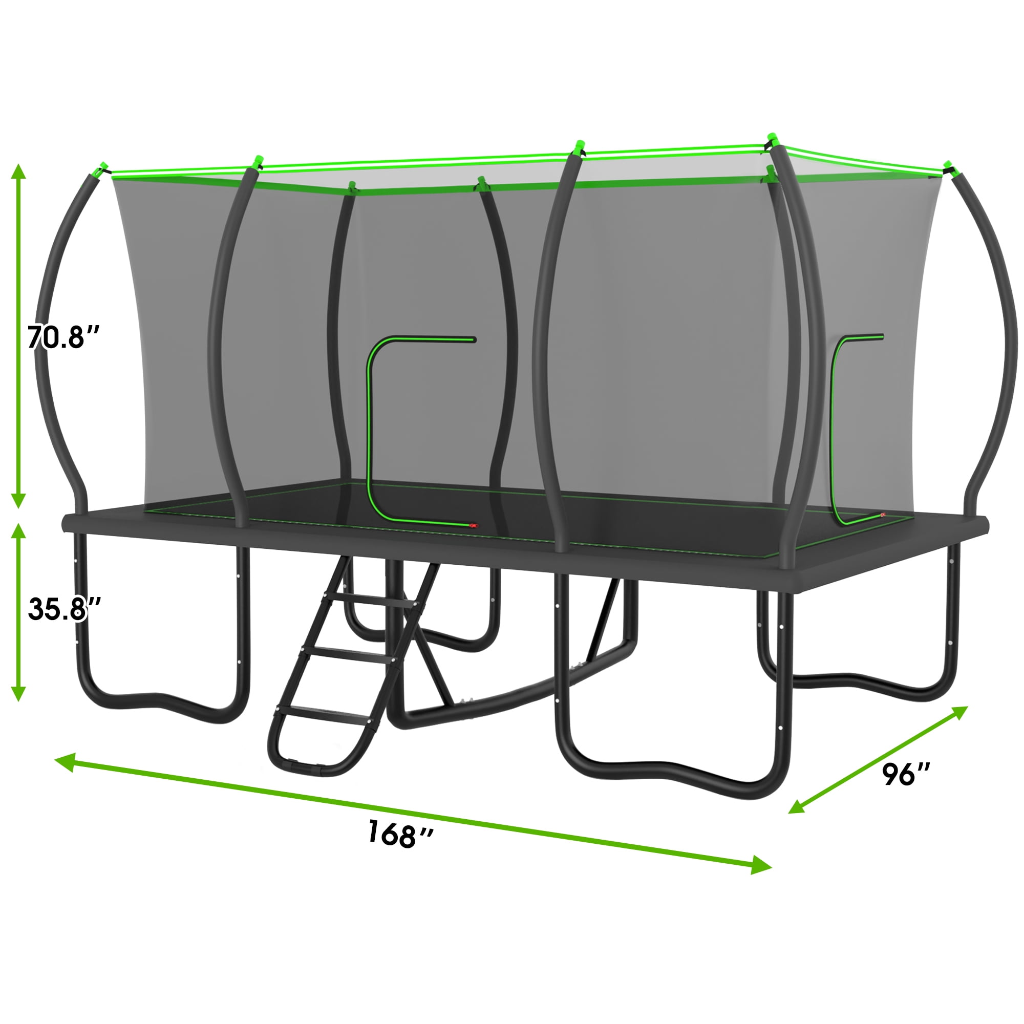 Jump Into Fun Rectangle Trampoline (Green, 8x14 ft) 8e0te
