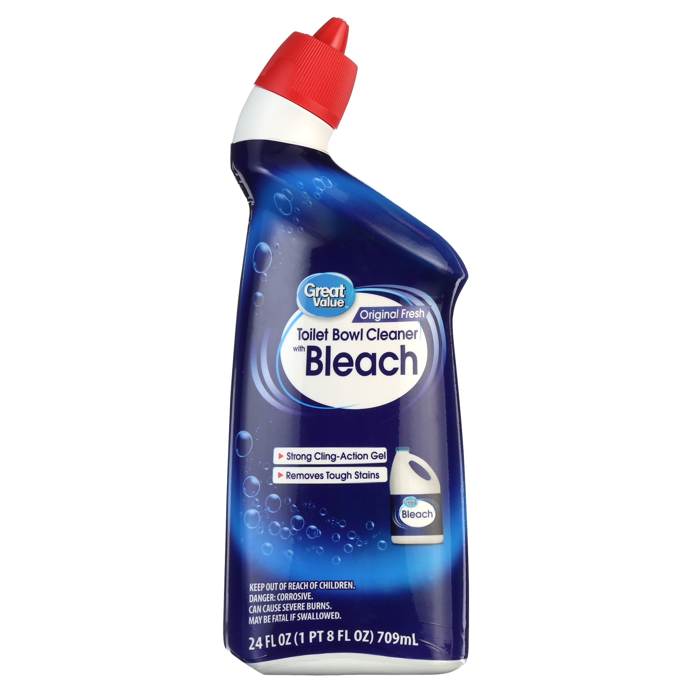 Great Value Toilet Bowl Cleaner with Bleach, Heavy-Duty Stain Remover, Fresh Scent (12 Pack, 24 fl oz) v5imj