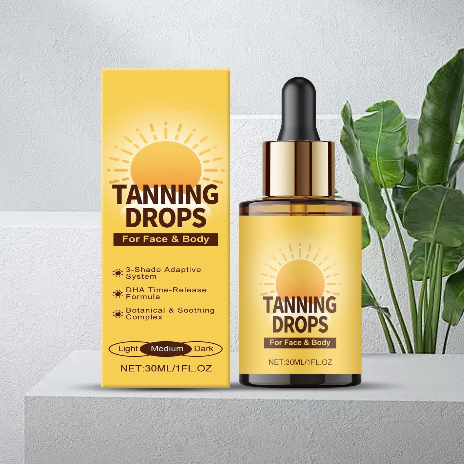 SZBAOAN Facial Self Tanning Drops, Gradual Bronzing Serum for Sensitive Skin (Dark Shade, 1.01 fl oz) vx9b9