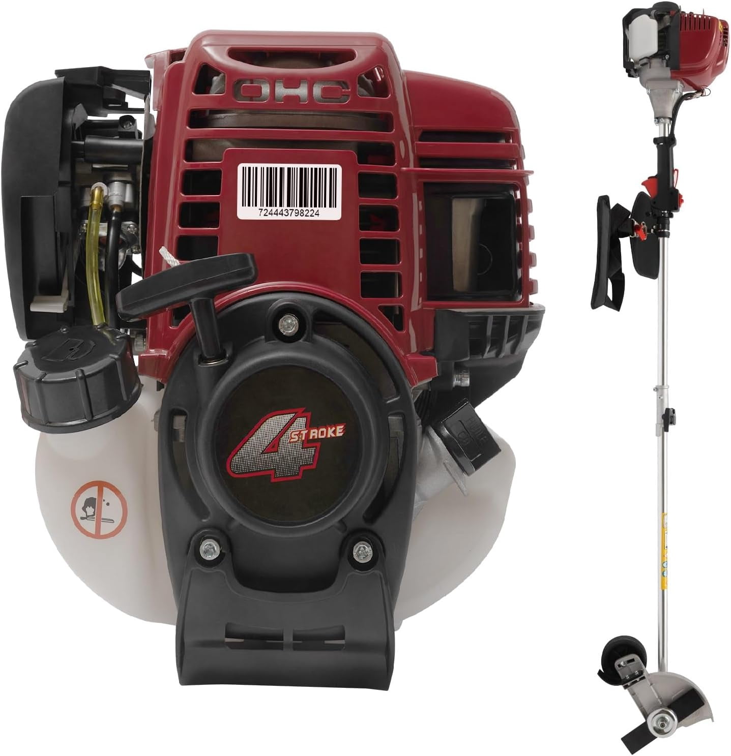 Generic Gas Powered Lawn Edger 35.88CC 4-Stroke String Trimmer with Dual Blade Heads (Red, 35.88CC) 0qjbq
