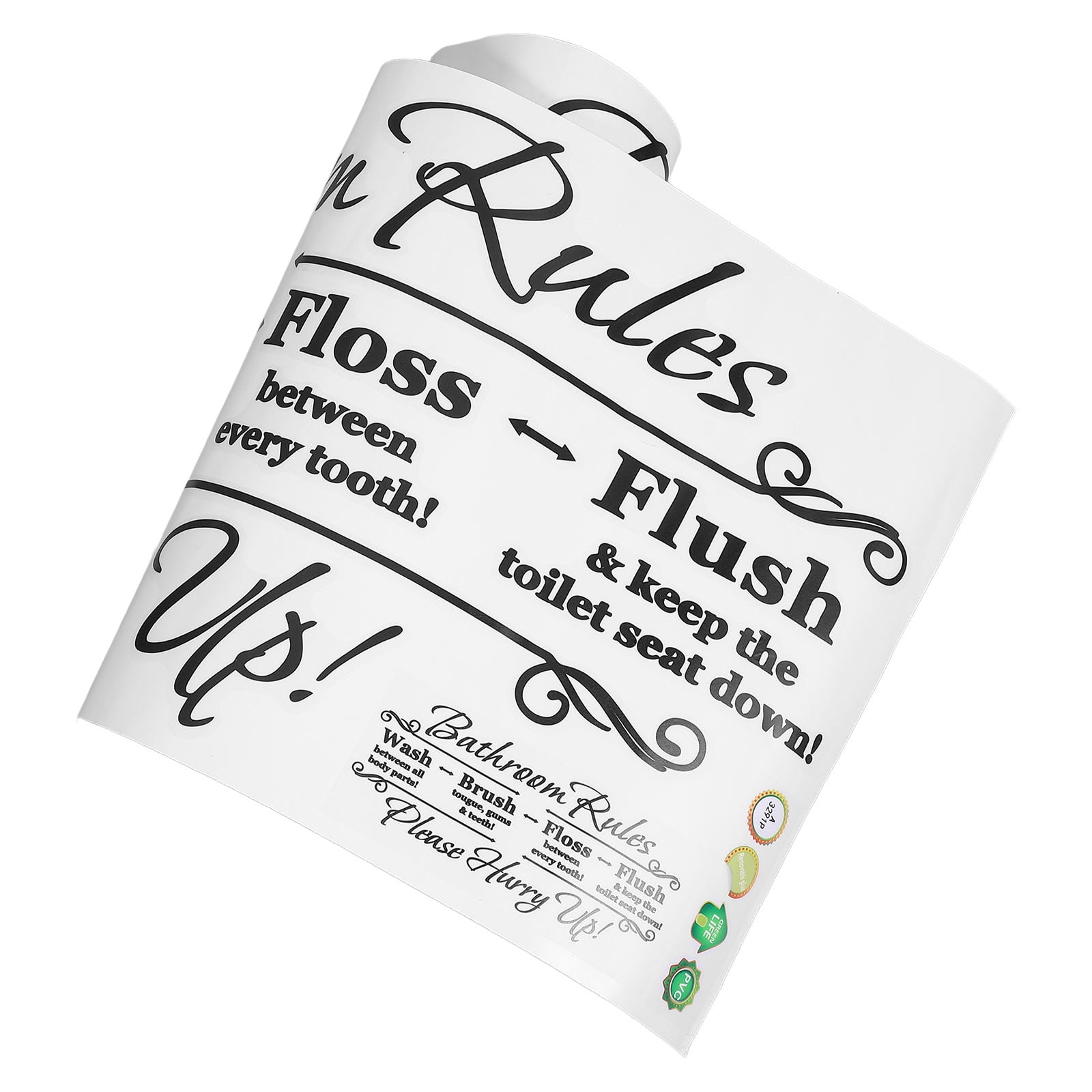 Masteelf Bathroom Rules Wall Decal, Funny Home Decor Sticker for Restroom (Black, 1 Pack) 62rae