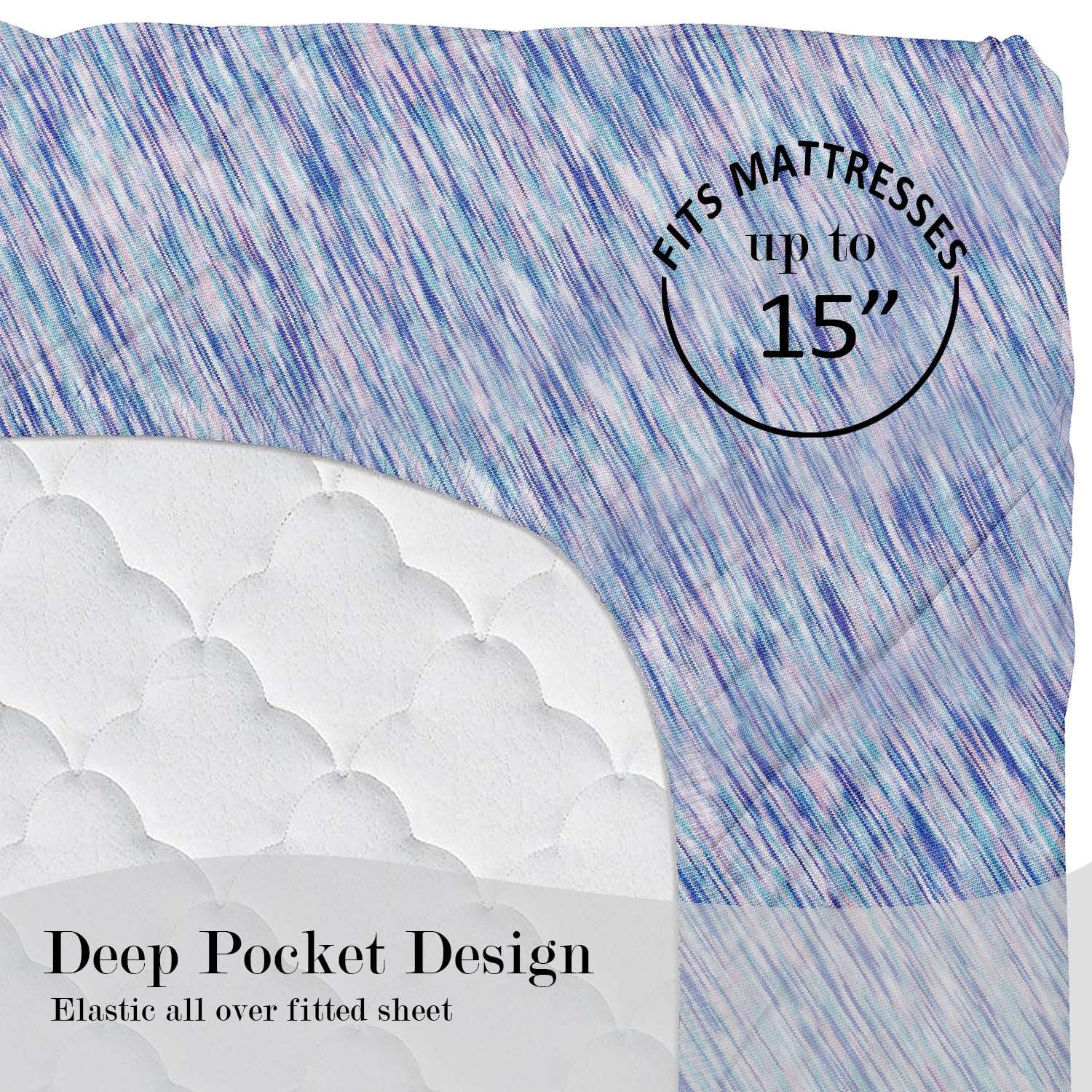 Mainstays Jersey Knit Bed Sheet Set (Full, Purple Crackle, 4-Piece) ubjgo