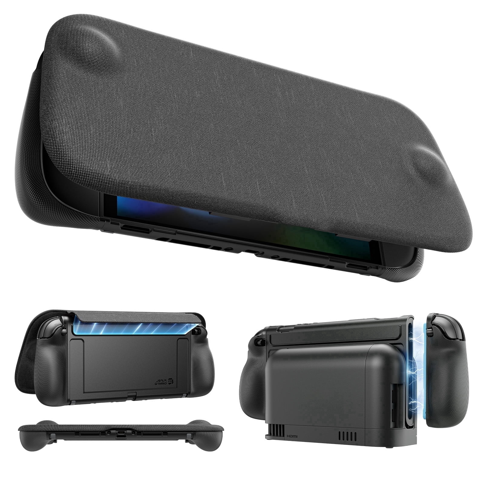 JSAUX Protective Case for Switch 2 with Magnetic Cover and Adjustable Stand (Black, 1 Pack) hetdr