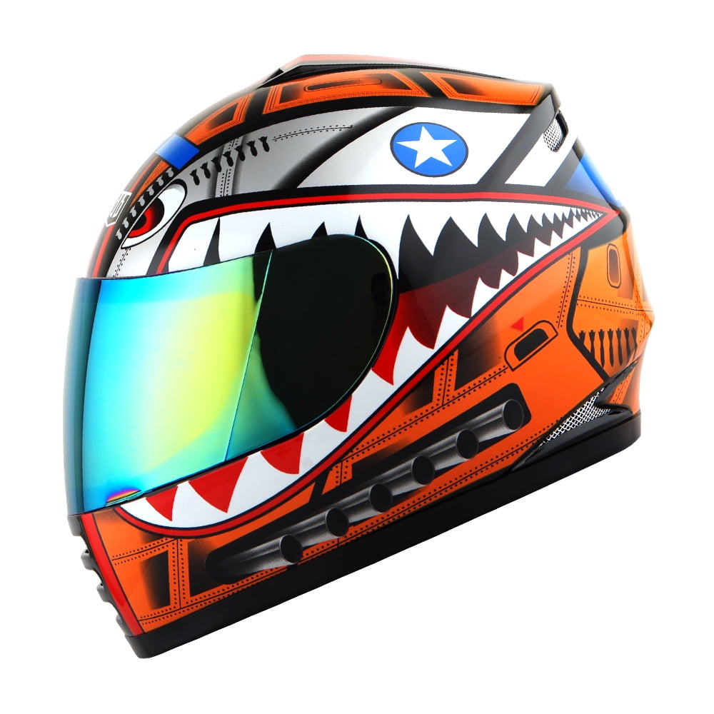 1Storm Youth Full Face Motorcycle Helmet and MX Glove Set (Orange, Small) to03n