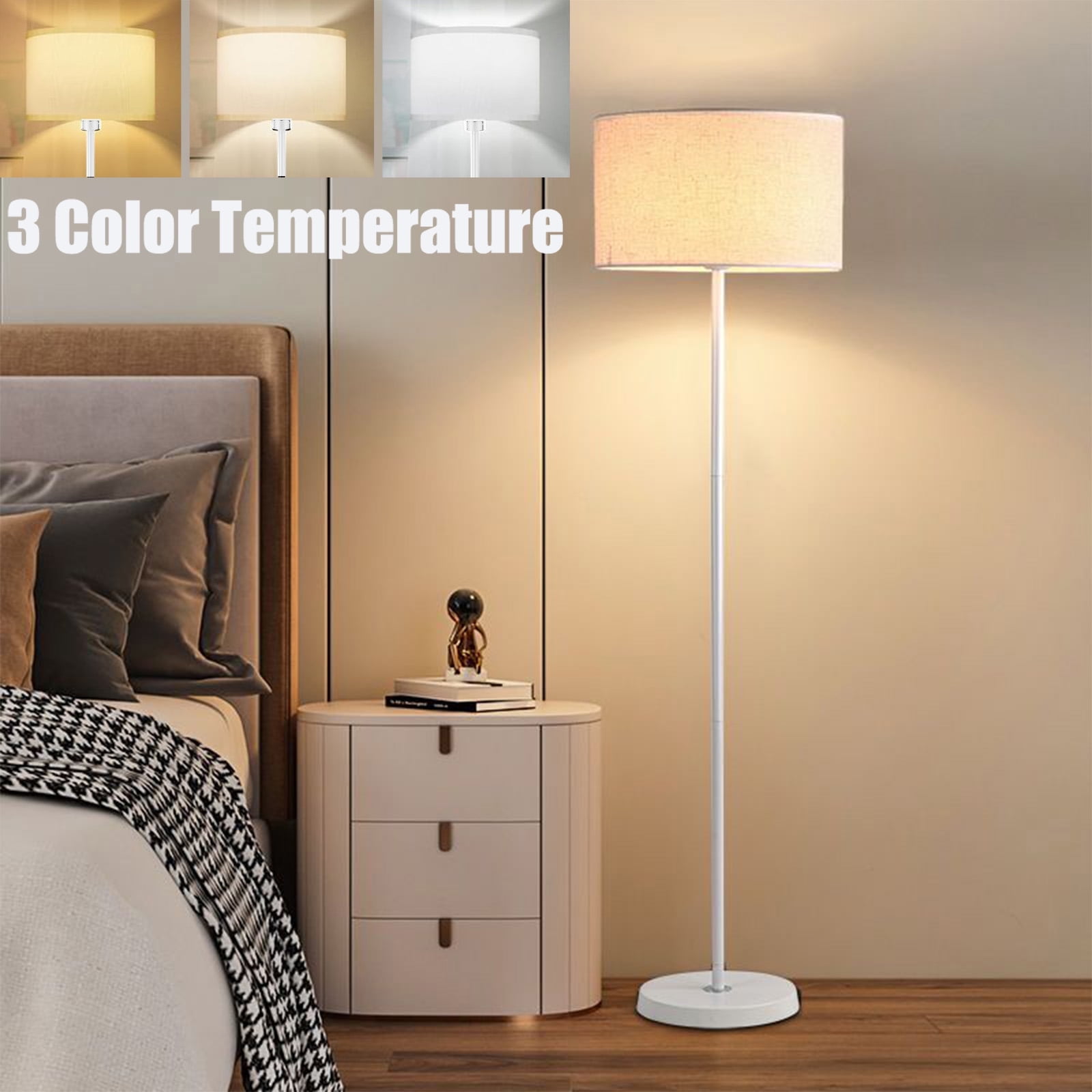 Susuzi 60 inch Adjustable LED Floor Lamp, Dimmable Standing Light for Living Room and Bedroom (White, 60 in) q09p7