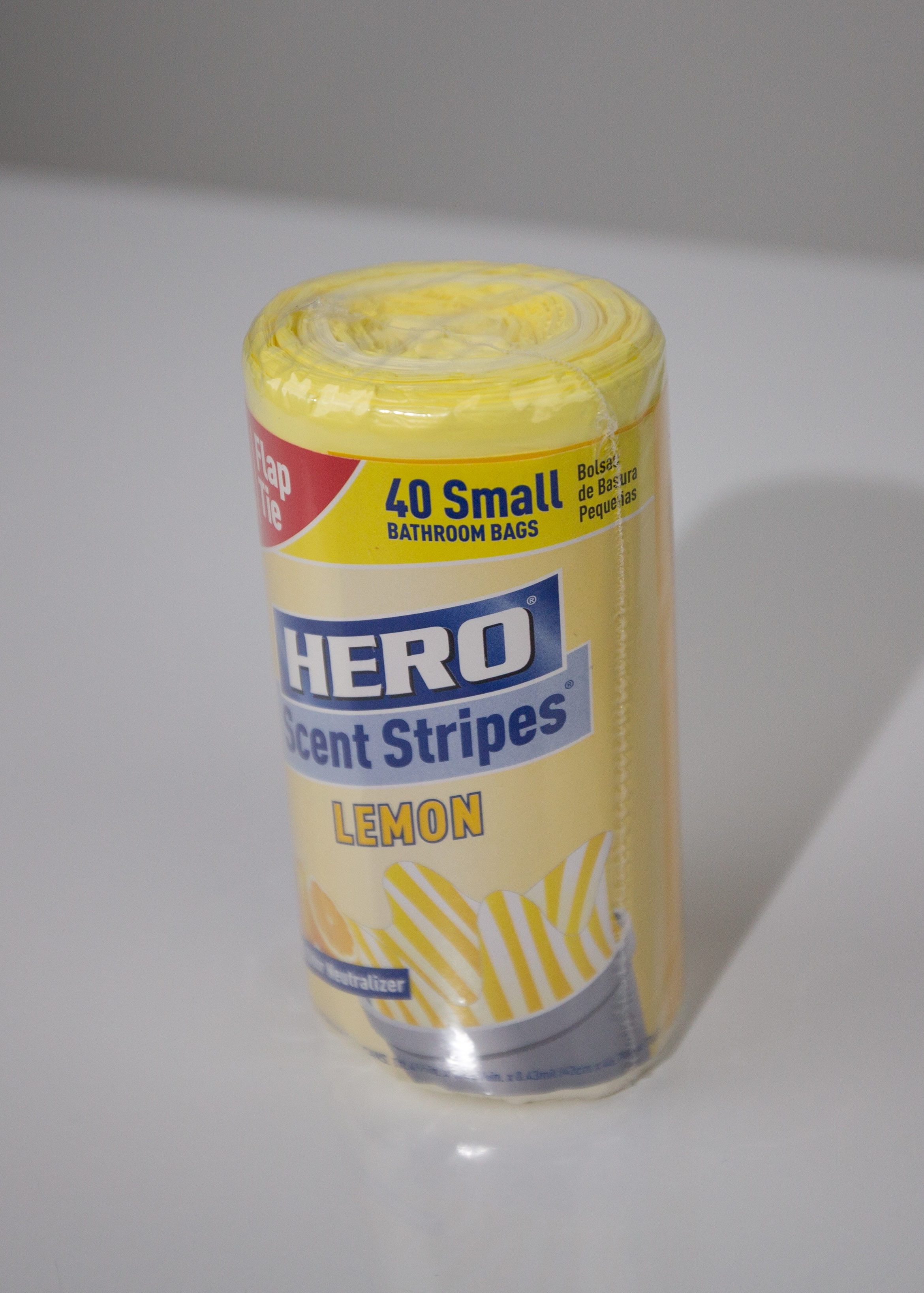 Hero Scent Stripes Small Trash Bags (Lemon Scented, 4 Gallon, 40 Count) qrszz